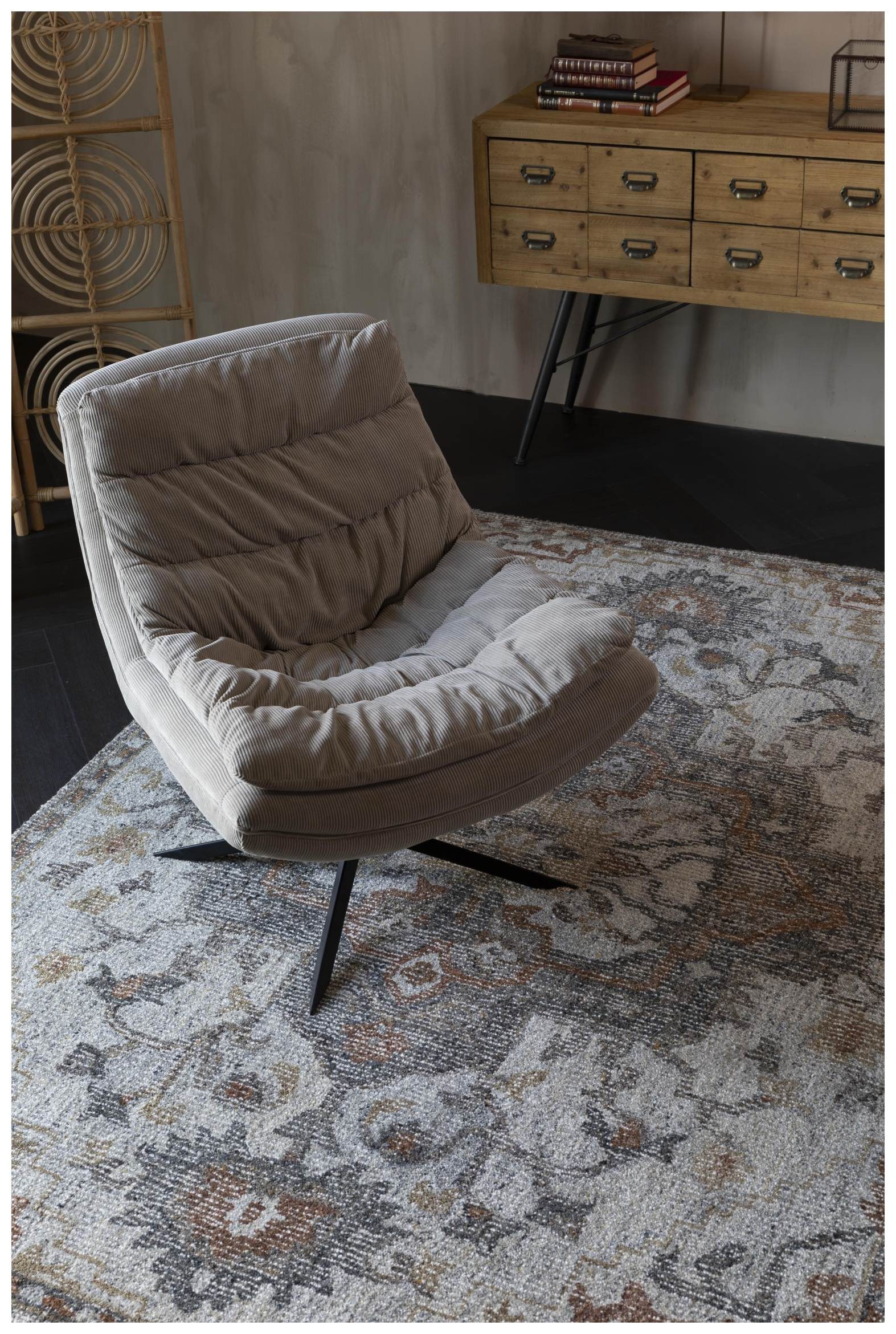 Dutchbone Loungesessel Drehbarer Lounge Sessel VINCE Cordstoff Beige von DutchBone