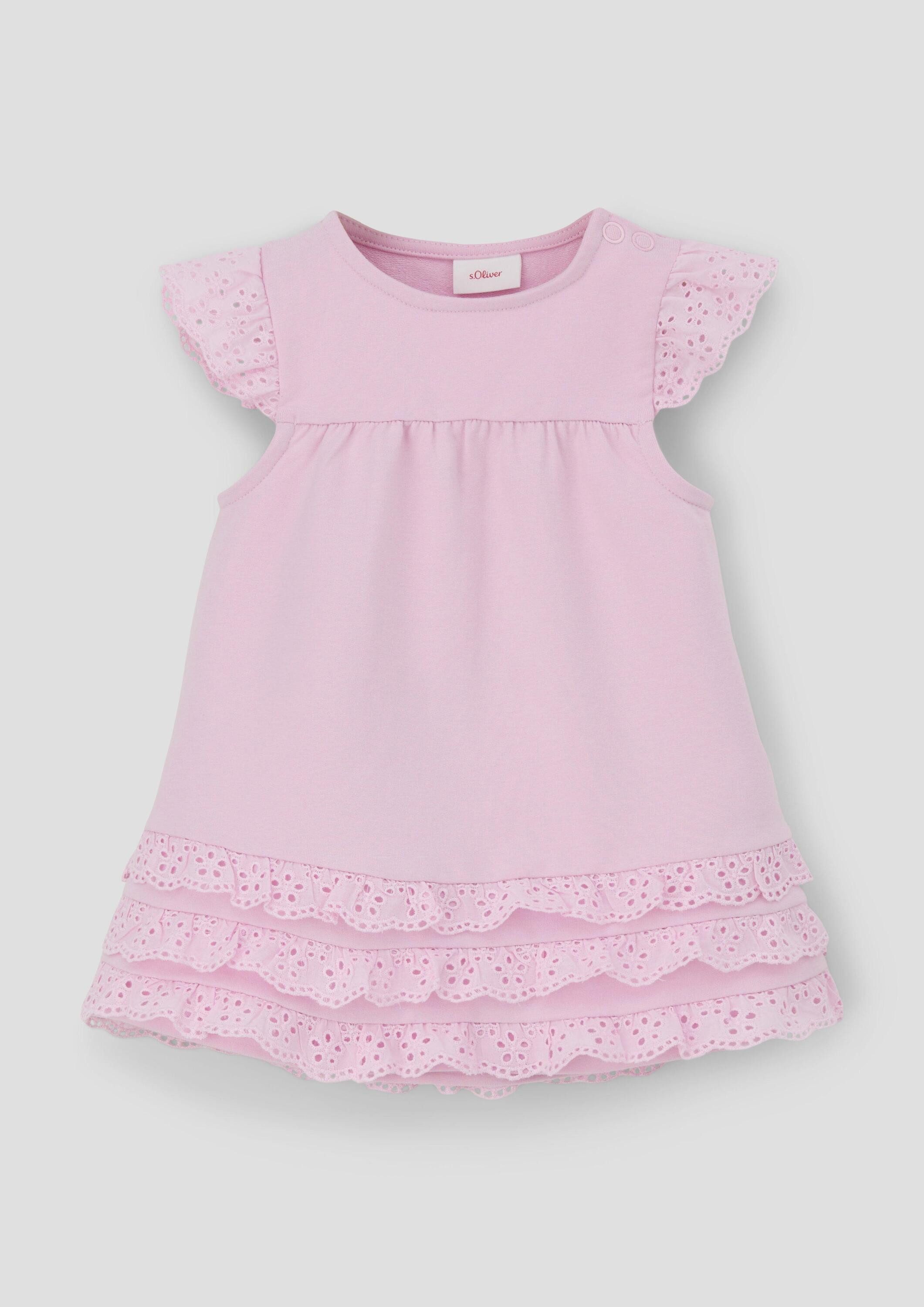 s.Oliver Minikleid Kleid Sweatkleid mit Rüschen aus Lochspitze