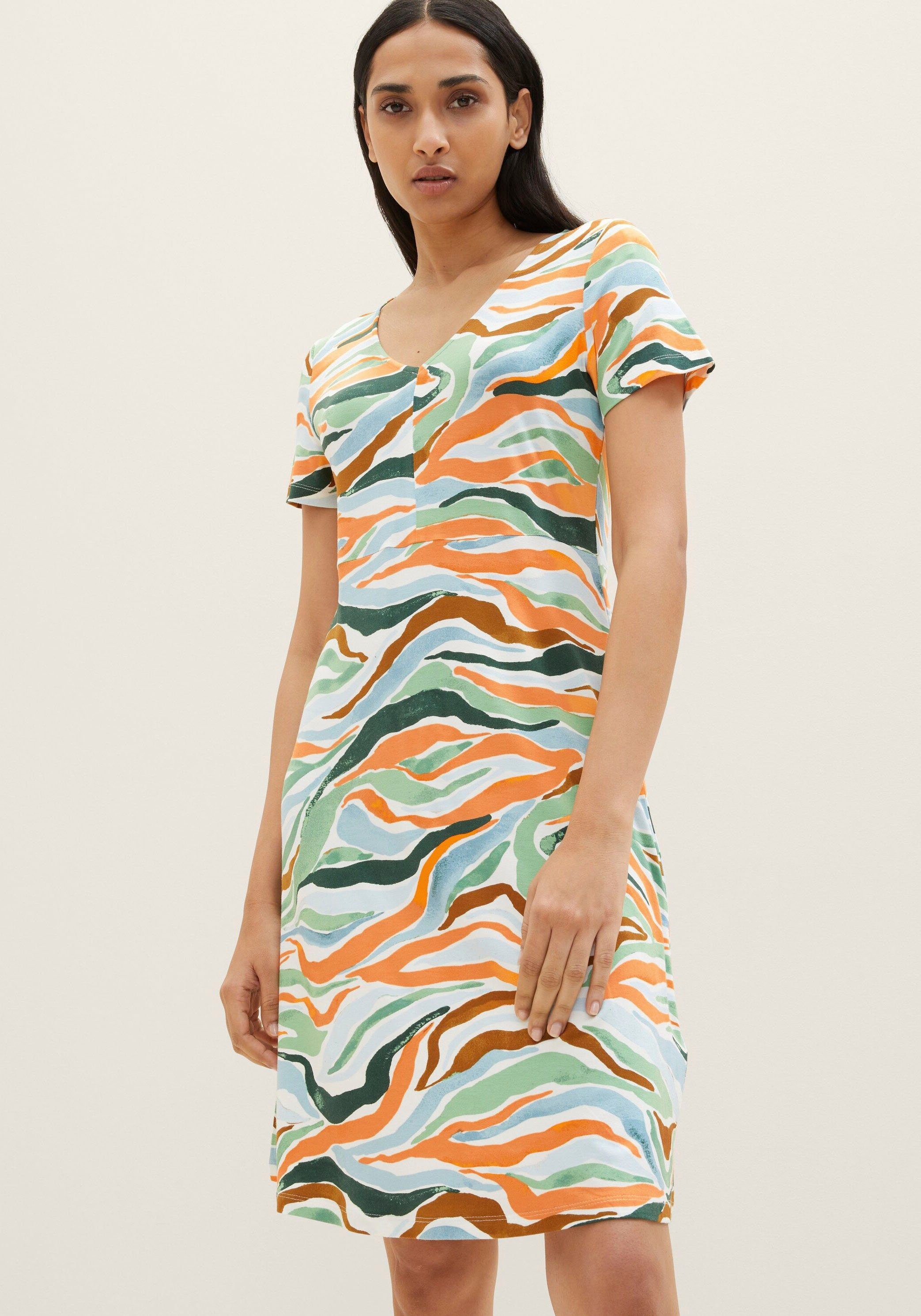 colorful TOM TAILOR Allover-Druck modischem Jerseykleid mit design wavy