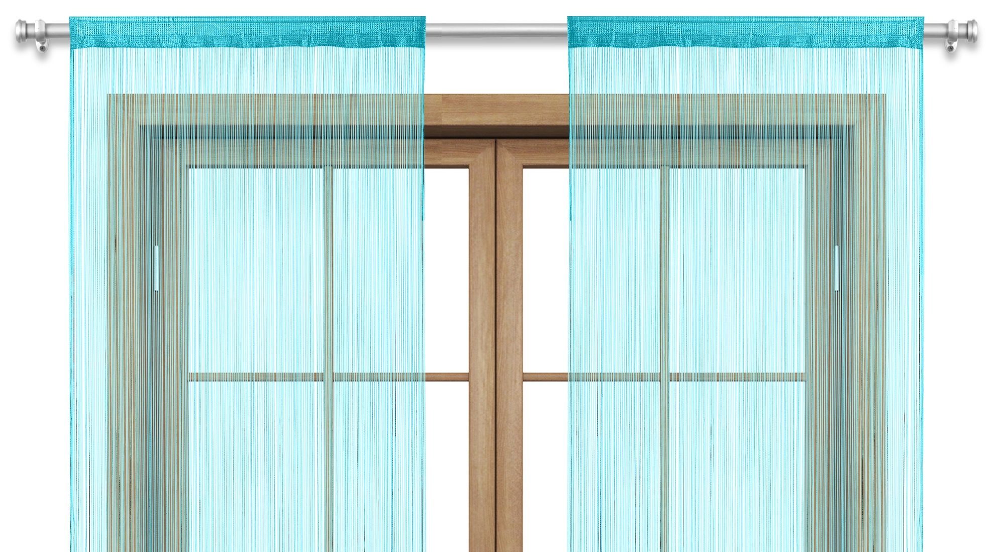Fadenvorhang Double, wometo, Stangendurchzug (2 St), halbtransparent, 100%  Polyester, (2er Set) Fadengardine, kürzbar