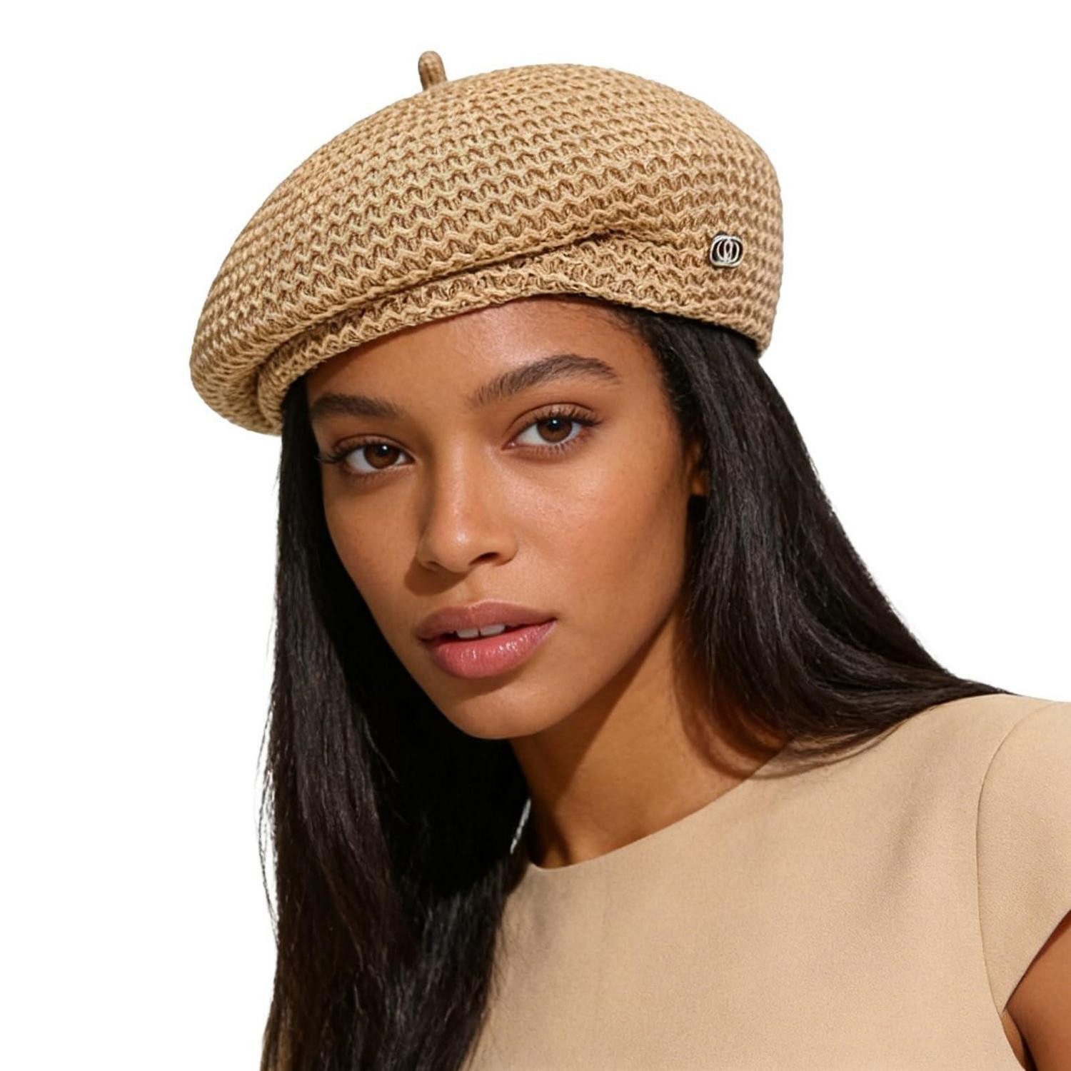 Baskenmütze Baskenmütze Damen Baumwolle Barett atmungsaktiv Sommer 56-58 Khaki