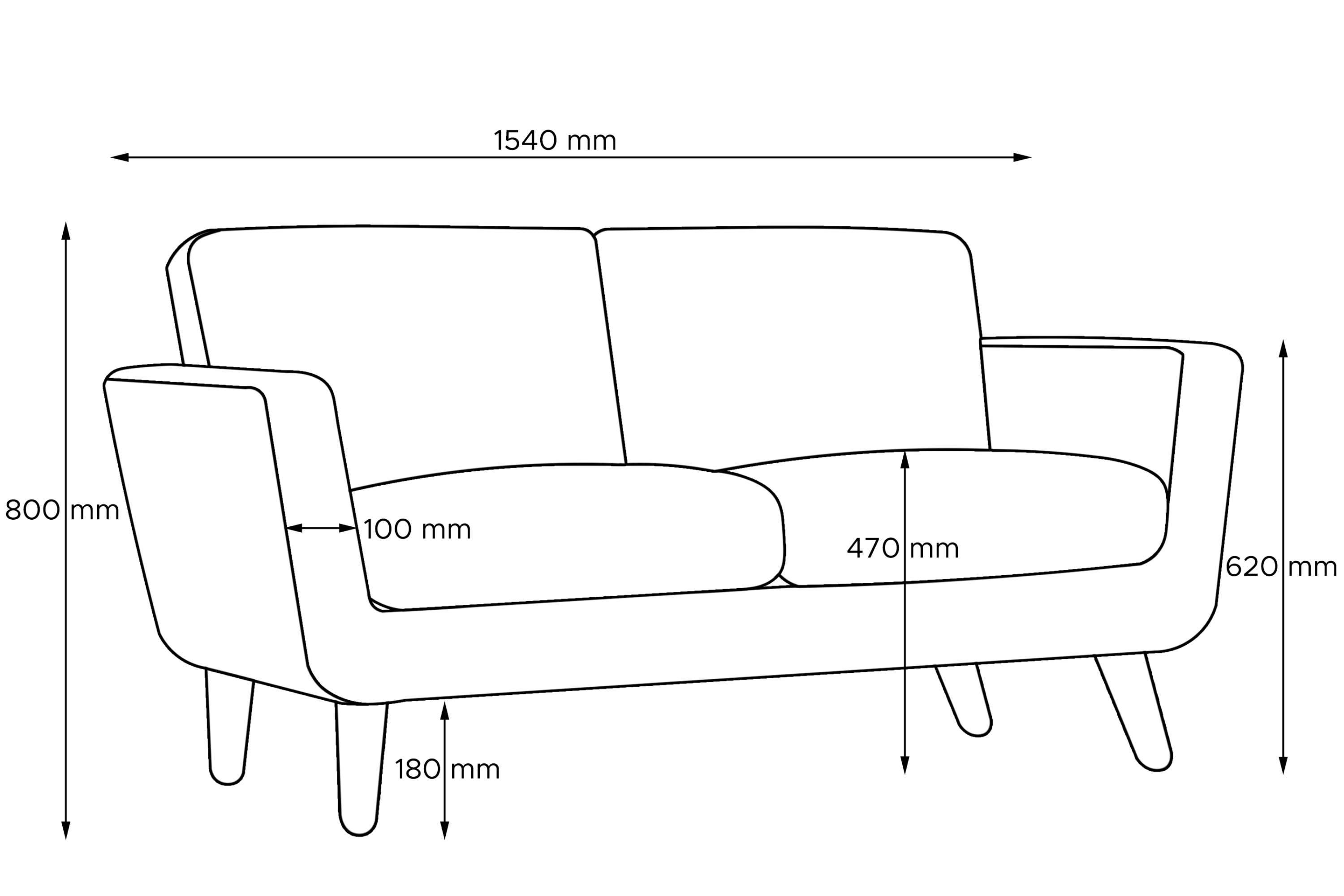 2-Sitzer TAGIO hergestellt EU, 2 den Sofa der Steppung Konsimo Rückenkissen aschfahl mit in Personen, auf II