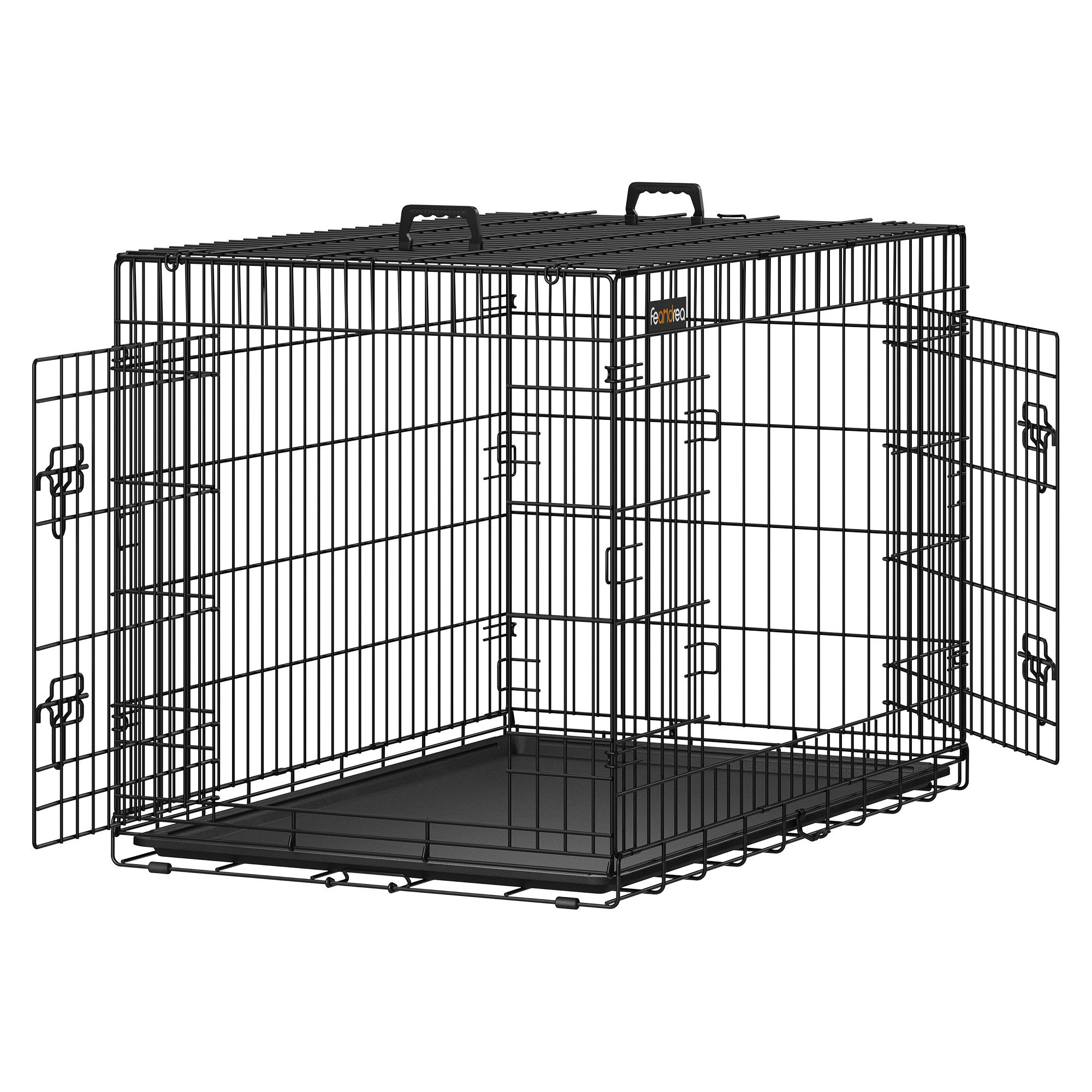 FEANDREA Tiertransportbox Hundekäfig, klappbar, mit 2 Türen, ausziehbare Schale, L/XL/XXL/XXXL