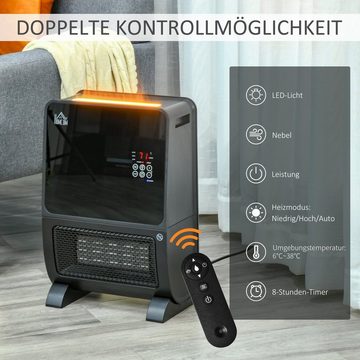 HOMCOM Heizlüfter Heizgerät, 2000 W, 2 in 1 Heizlüfter, Luftbefeuchter Keramik, Schwarz, 33 x 21 x 49,5 cm