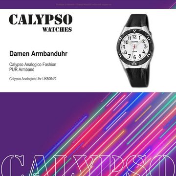 CALYPSO WATCHES Quarzuhr Calypso Damen Uhr K6064/2 Kunststoffband, (Analoguhr), Damen Armbanduhr rund, PURarmband schwarz, Fashion