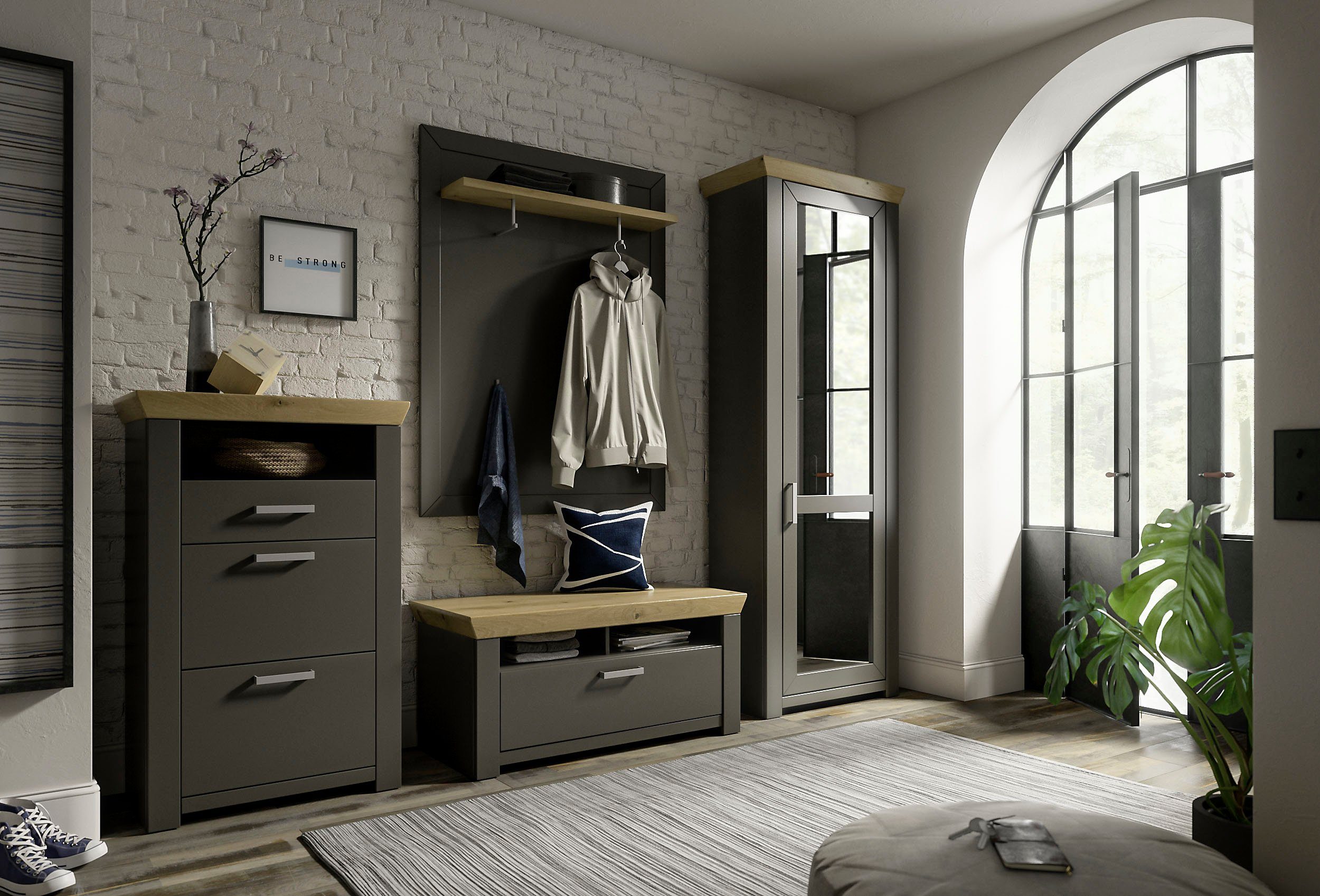 set one by Musterring Garderoben-Set GA York Kombi 60, (Set, 4-St), mit Garderobenpaneel