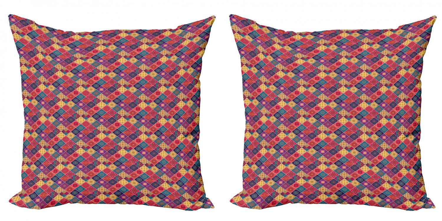 Kissenbezüge Modern Accent Doppelseitiger Digitaldruck, Abakuhaus (2 Stück), Mandala Diamant-Quadrat-Muster