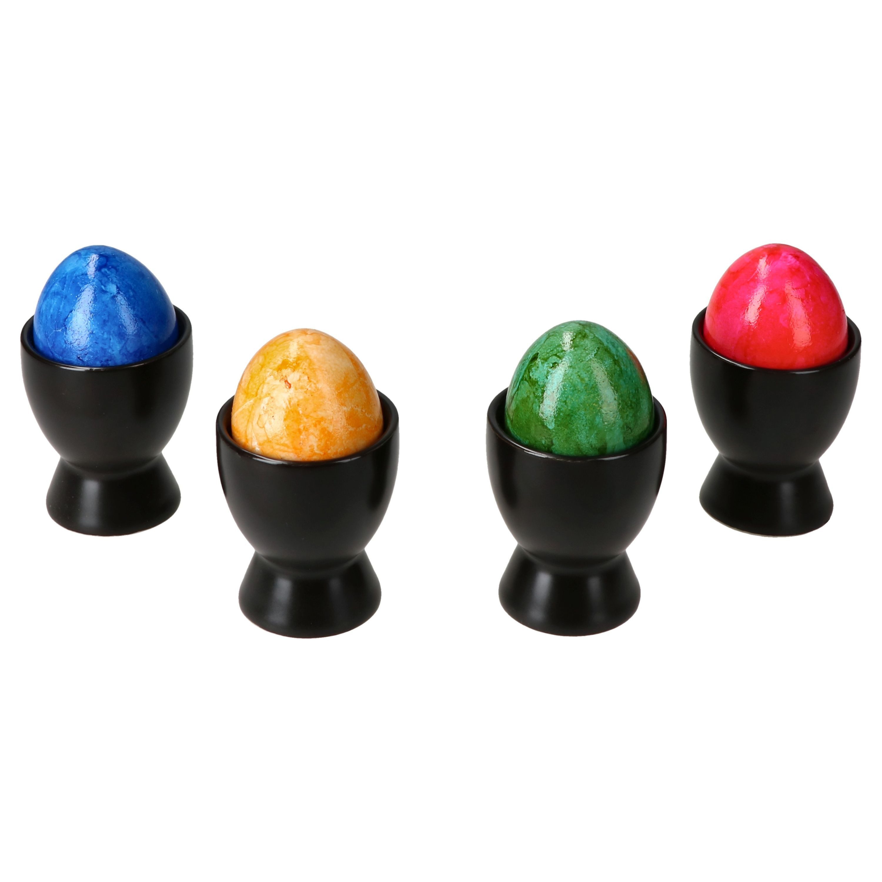 MamboCat Eierbecher 8x Nero Eierbecher schwarz Steingut Frühstück Brunch Buffet