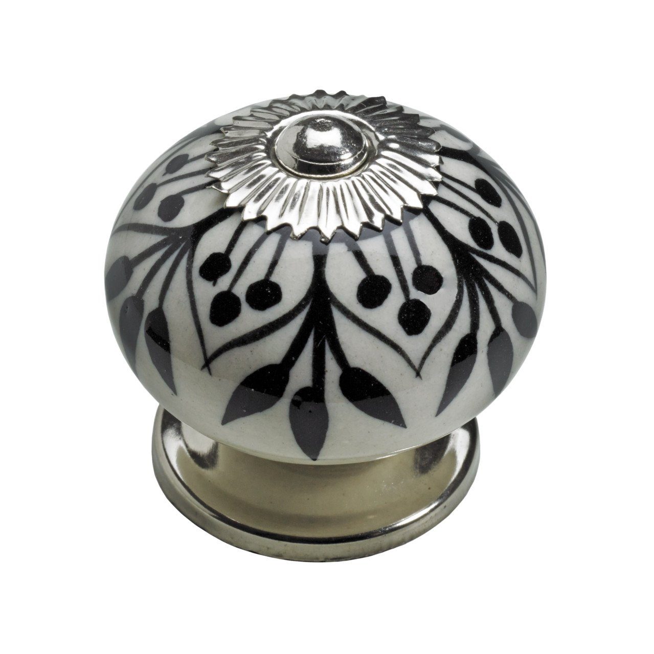 Möbelknopf Hettich Möbelknopf Keramik weiß mit schwarzem