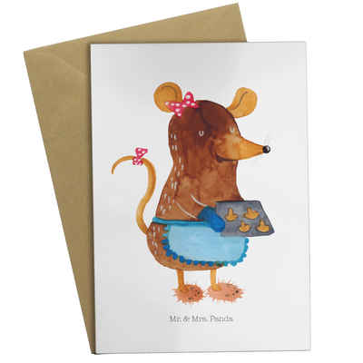 Mr. & Mrs. Panda Grußkarte Maus Kekse - Weiß - Geschenk, Geburtstagskarte, Nikolaus, Advent, Plä, Hochwertiger Karton