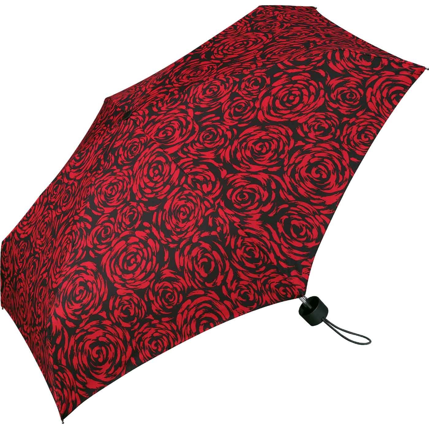 wunderschöner rot mit Pierre Damen-Taschenschirm Handöffner, mit Cardin Taschenregenschirm winziger Rosenblütenmalerei