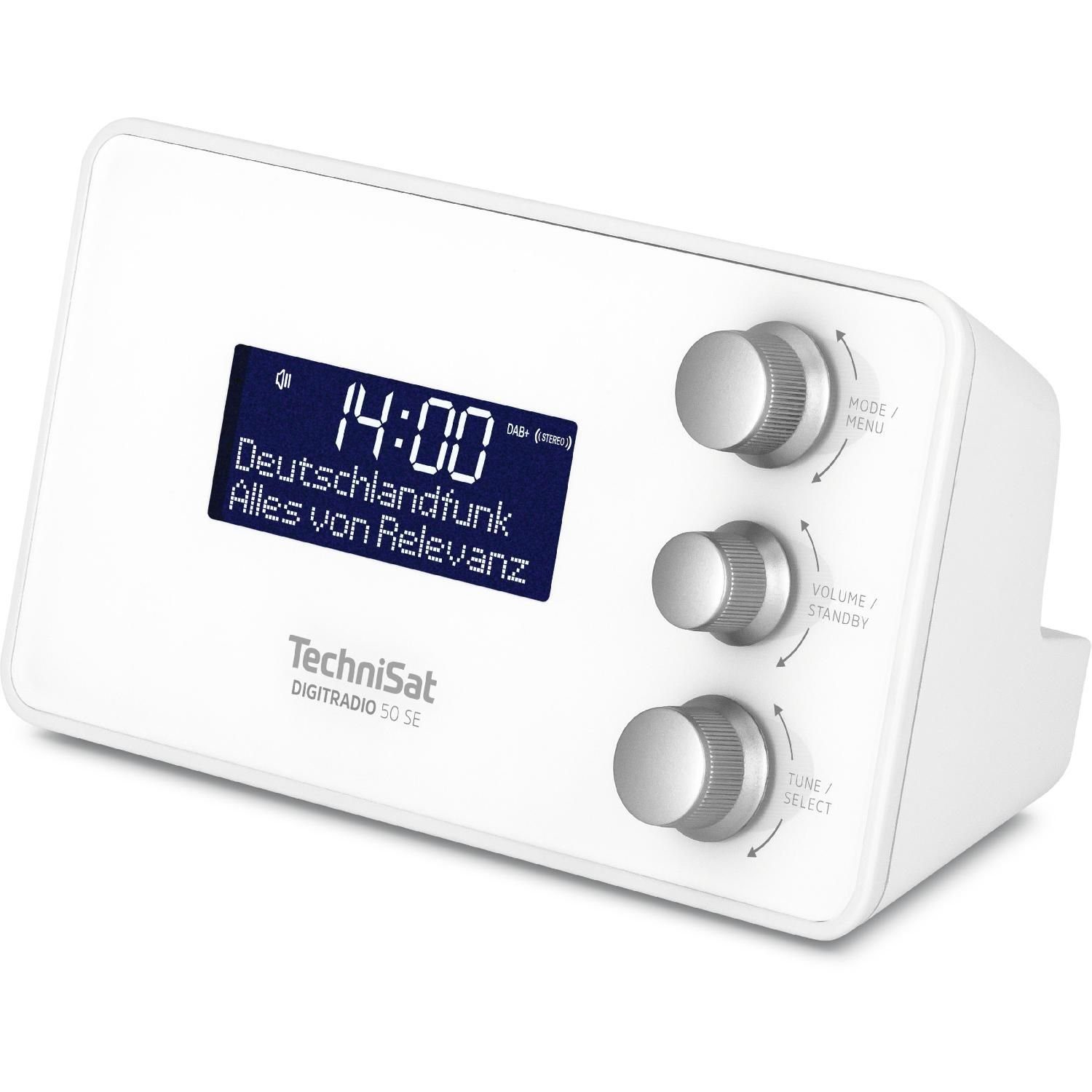 Digitalradio Sleep-Funktion, Wecktimer 3 (DAB+ 50 USB-Charging UKW Digitalradio DIGITRADIO Digitalradio Snooze- TechniSat SE und W) weiß UKW-Radio, (DAB)