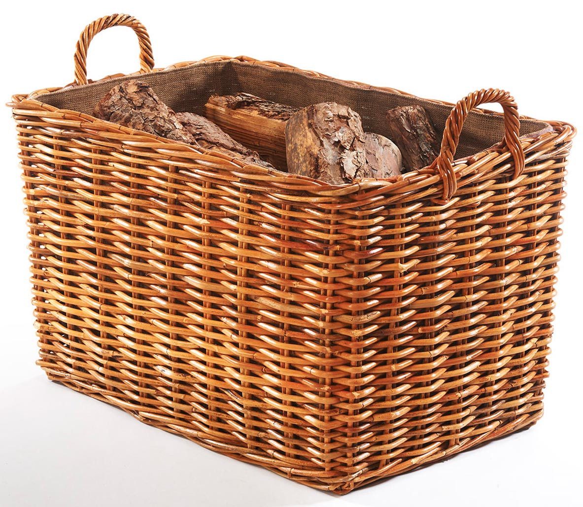 Kobolo Kaminholzkorb Holzkorb Rattan lacak mit abnehmbarem Leinenstoff günstig online kaufen