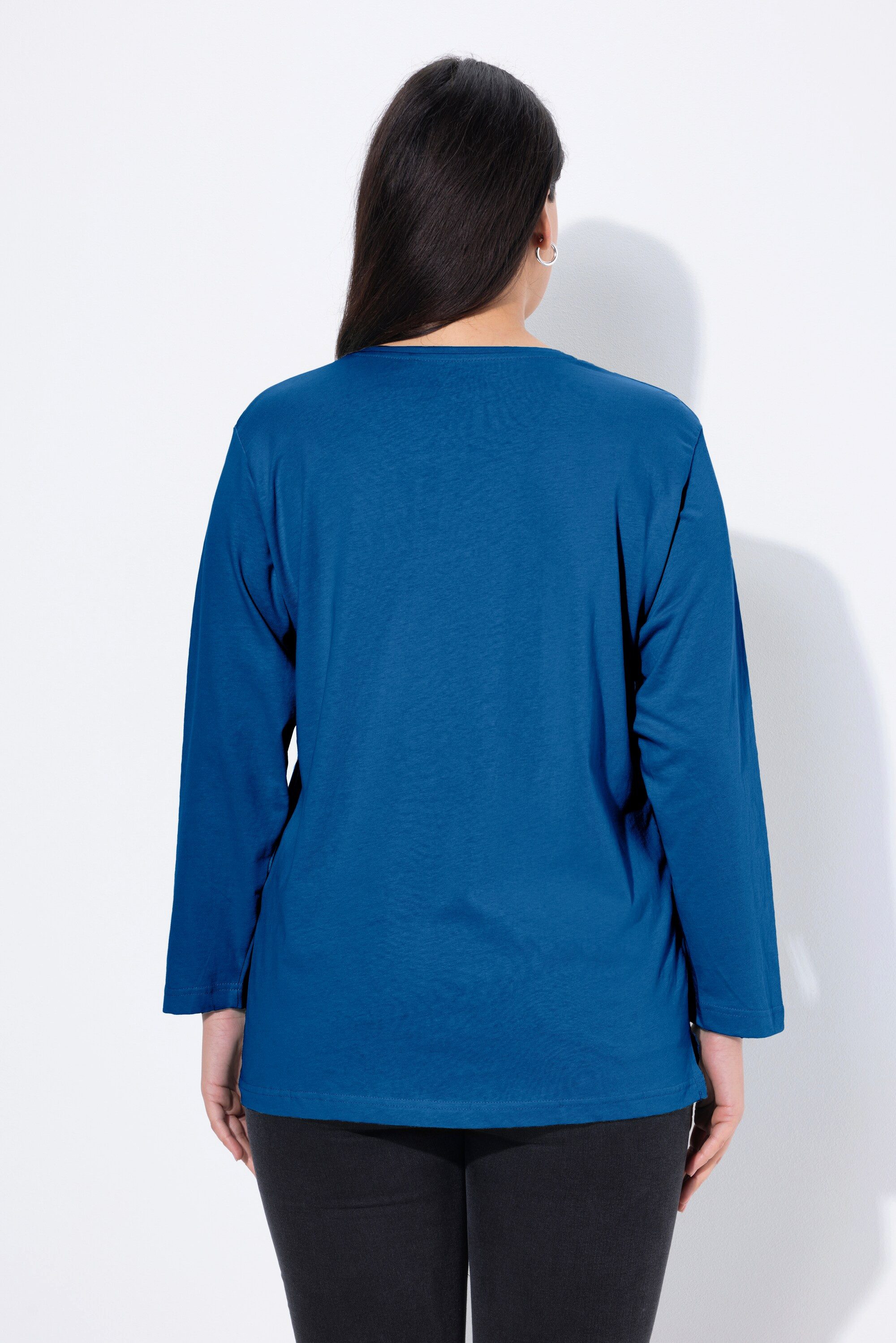 Ulla Popken T-Shirt Shirt V-Ausschnitt Relaxed Langarm – Bild 3 von 4