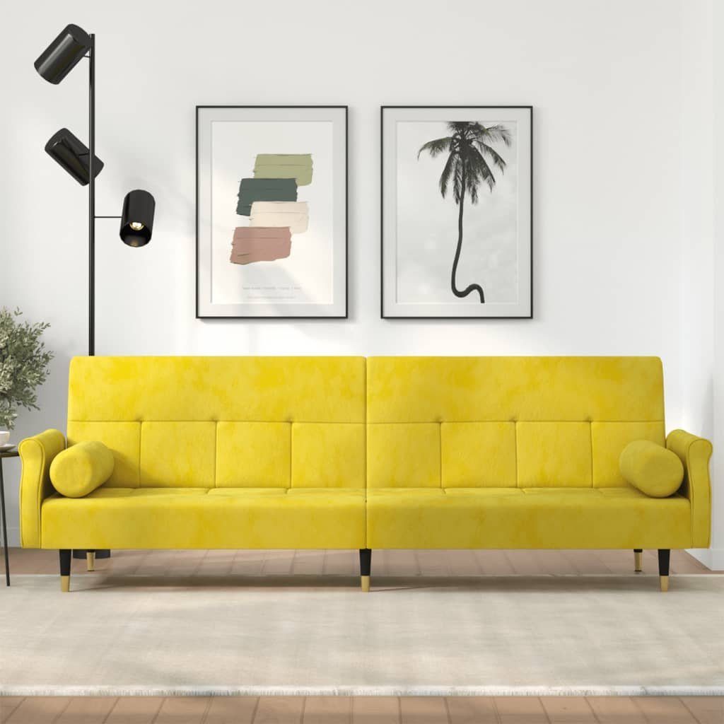 vidaXL Sofa Schlafsofa mit Kissen Gelb Samt