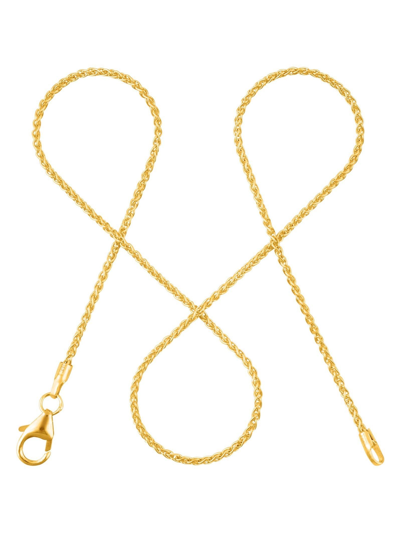 modabilé Goldkette Zopfkette 1,3mm 333 Gold (8 Karat), Halskette Damen, Damenkette 42cm, Kette 333er Gold