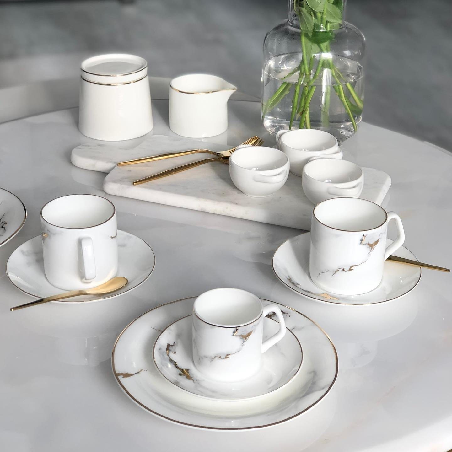 Marble, Pasabahce Espressotassen-Set Tasse für Porzellan, 6 Personen