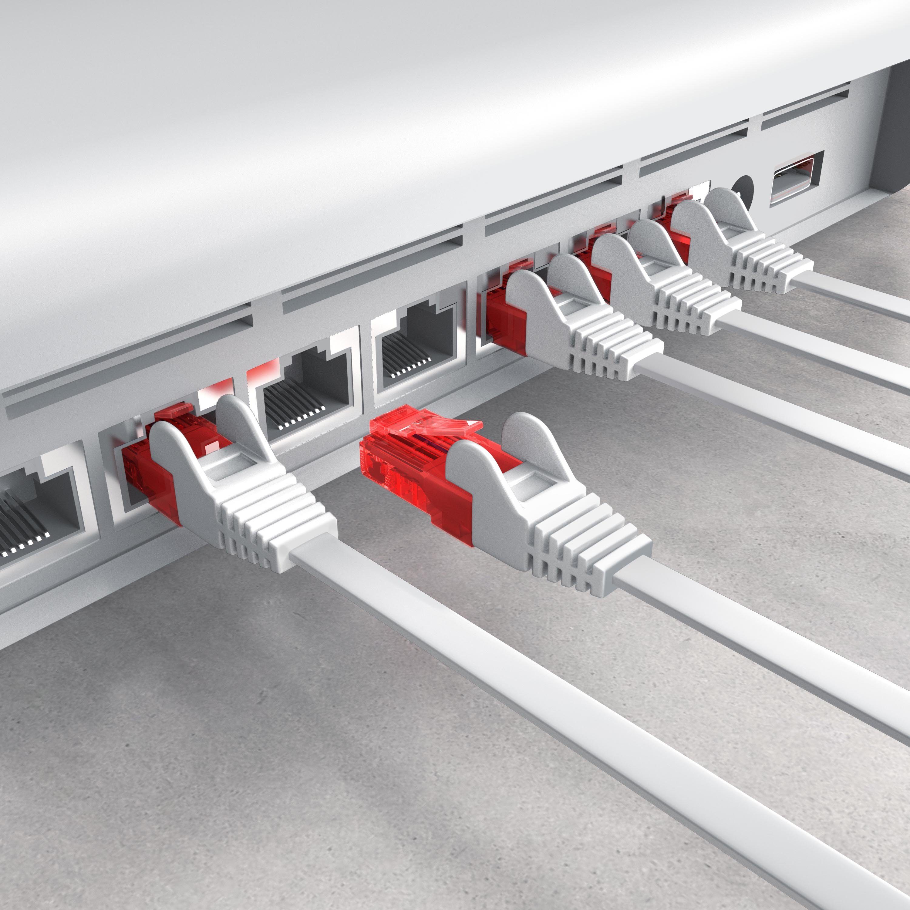 CSL LAN-Kabel, CAT.6, RJ-45 (Ethernet) (1000 cm), CAT 6 Flachband Netzwerkkabel Gigabit 1000Mbit/s Patchkabel flach 10m