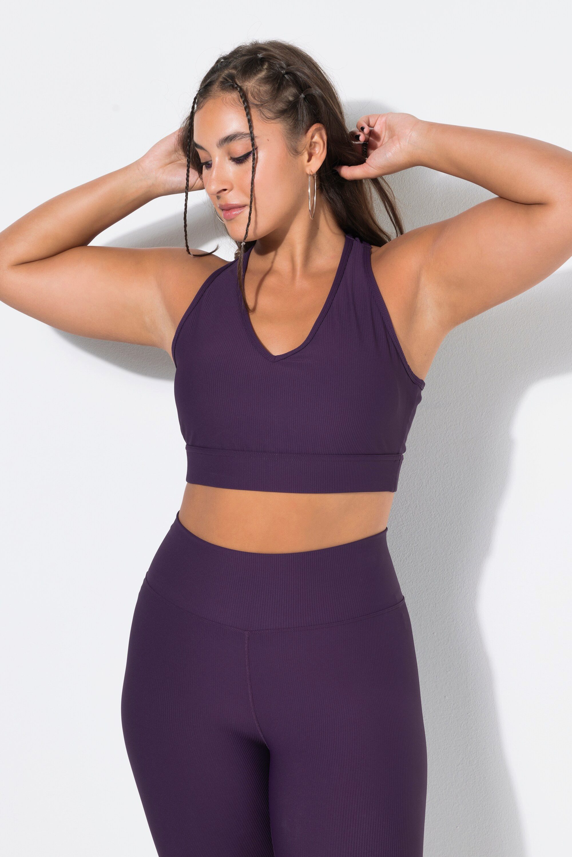 Studio Untold Sport-BH Ripp-Bustier Rippjersey gekreuzte Rückenträger