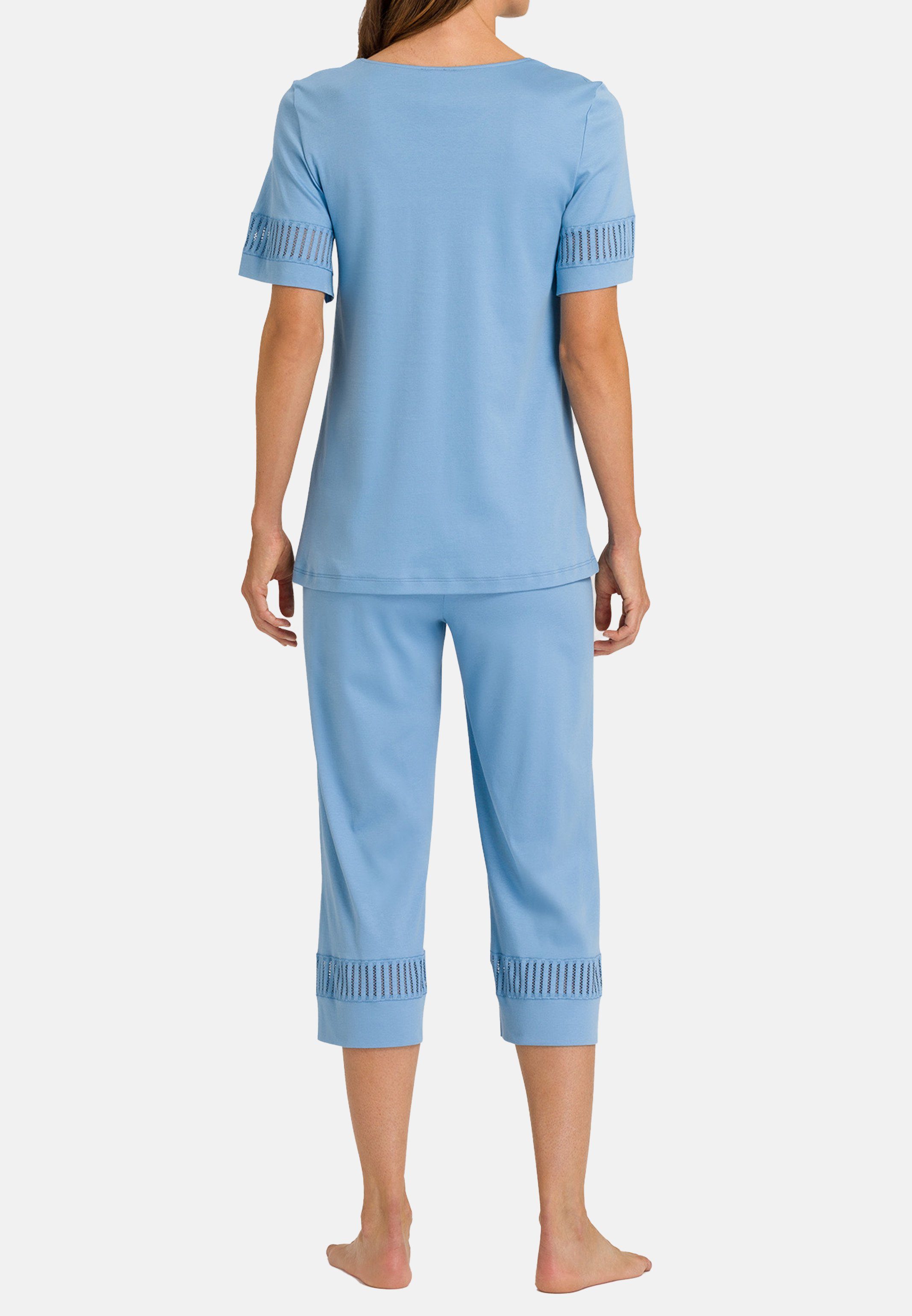 2 - Pyjama kurzen Schlafanzug Gaia - mit Hanro Ärmeln Zweiteiliges Baumwolle (Set, Pyjama-Set tlg)