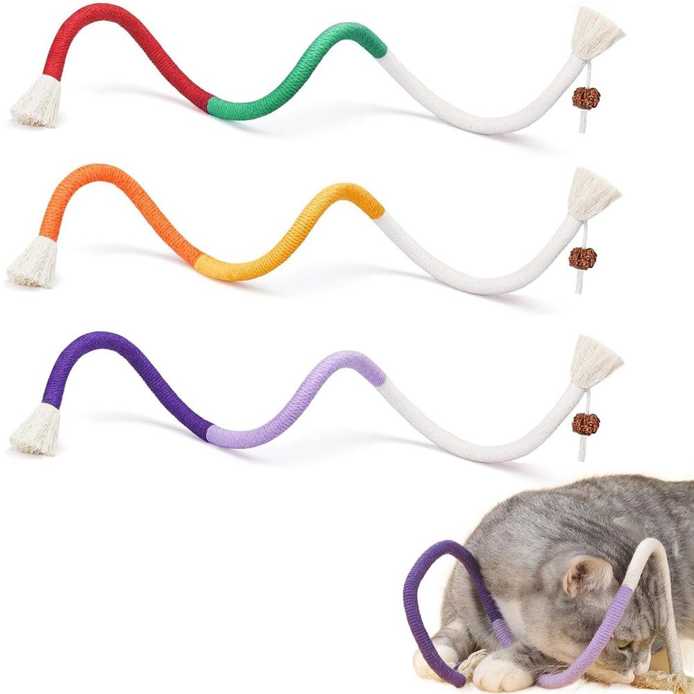 Tier-Intelligenzspielzeug Katze Seil Spielzeug, 3Pcs interaktive Katzenspielzeug, Katzenbeißseil