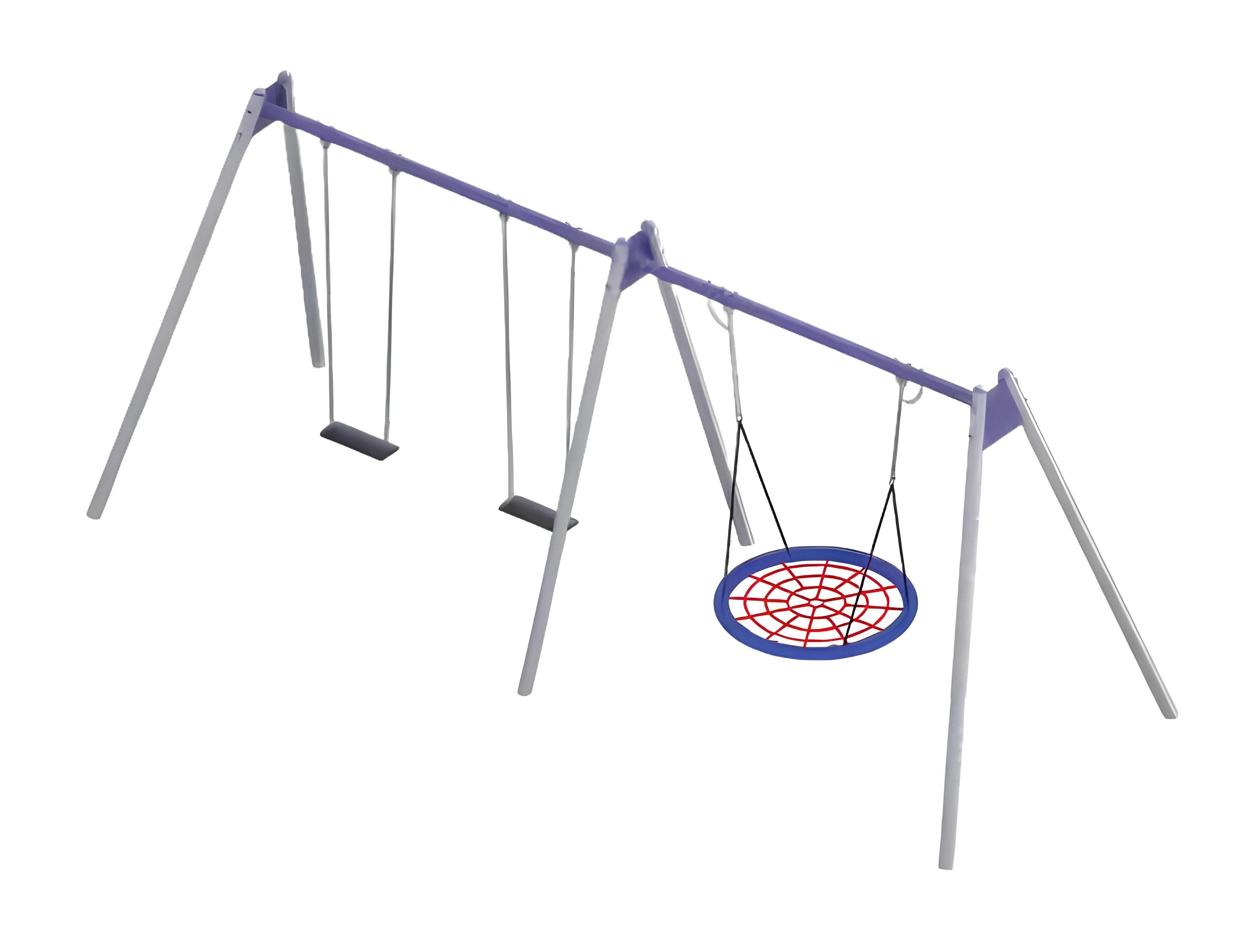 Xlmoebel Doppelschaukel Spielplatz mit Vogelnestschaukel aus robustem Material, (Doppelschaukel, Vogelnestschaukel), Hergestellt in Europa