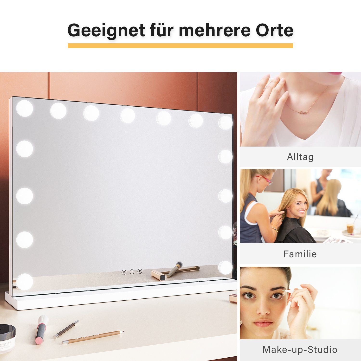 SONNI Schminkspiegel Schminkspiegel mit beleuchtung, Make-up, Hollywood Spiegel mit LED, 3 Farbe Licht