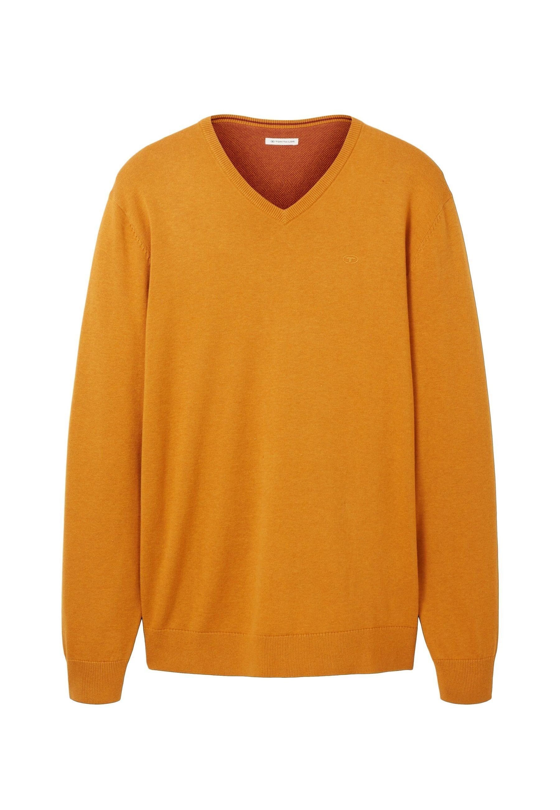 TOM TAILOR Sweatshirt Sweatshirt Pullover meliert mit Rippbündchen (1-tlg) orange