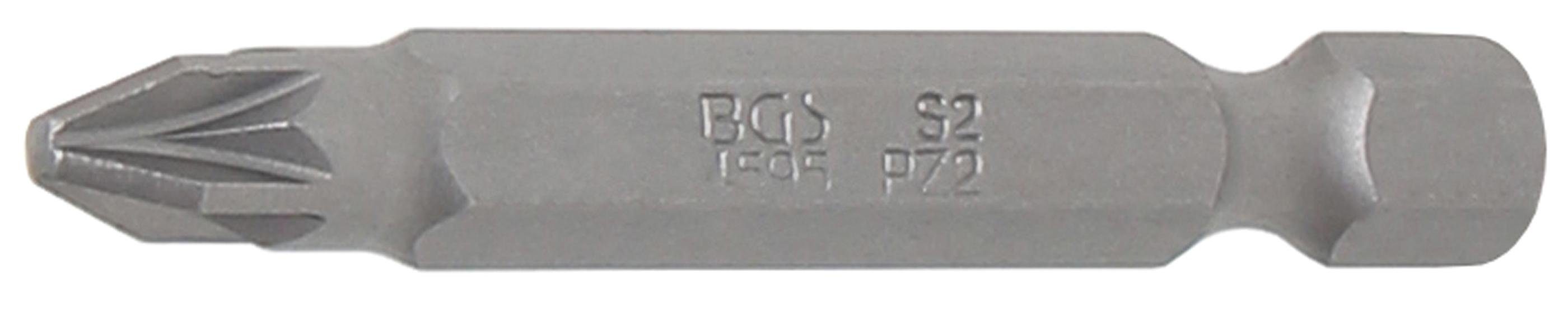 BGS technic Bit-Schraubendreher Bit, Länge 50 mm, Antrieb Außensechskant 6,3 mm (1/4), Kreuzschlitz PZ2