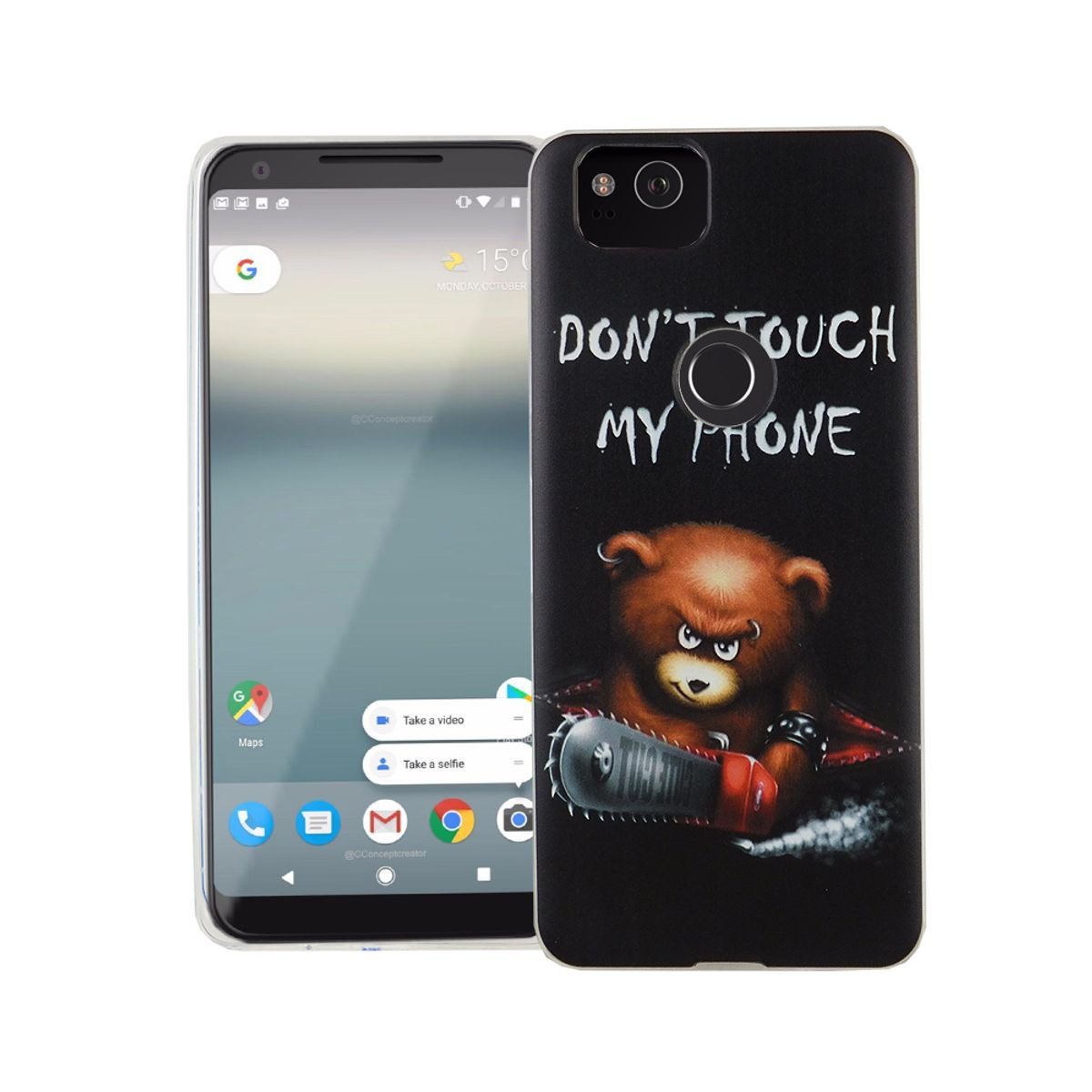 König Design Handyhülle Google Pixel 2, Google Pixel 2 Handyhülle Bumper Backcover Schwarz