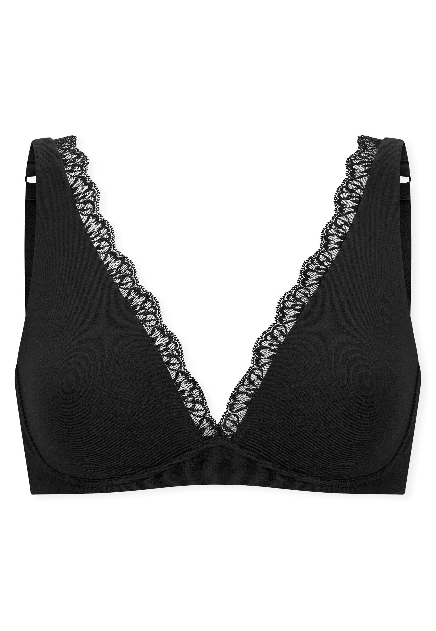 Schiesser Bügelloser BH Unique Cotton Spitzenband am Dekolleté, Baumwollmischung, gemoldete Cups – Bild 2 von 5