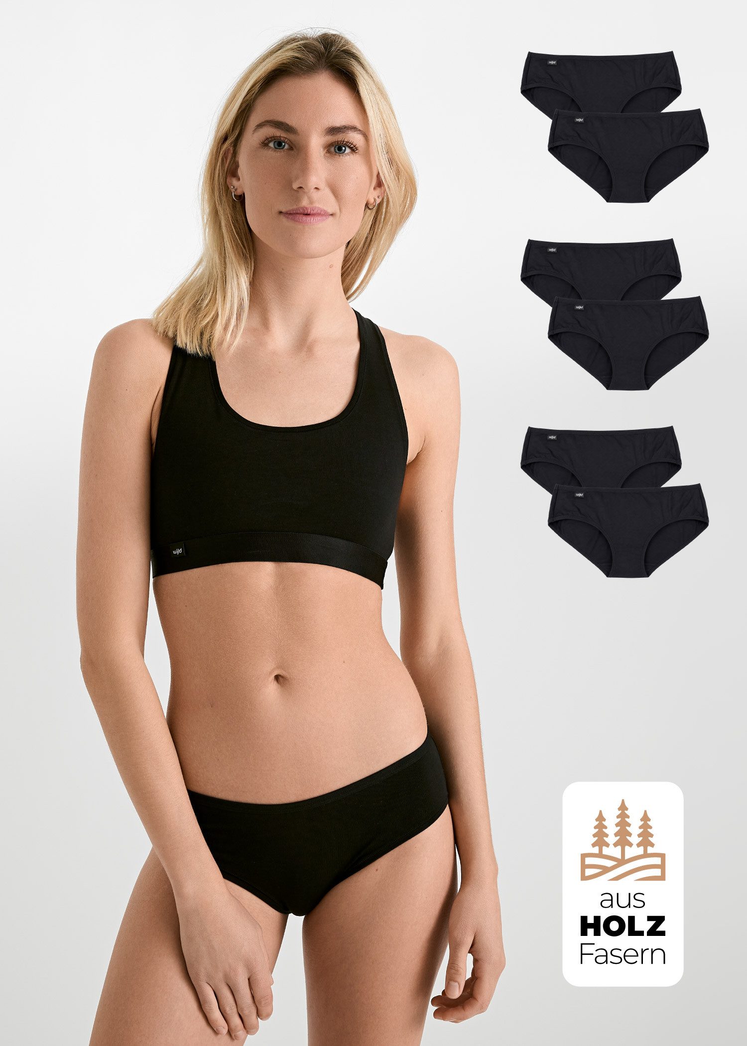 wijld GmbH Slip aus Holz - "MADITA" BLACK (6er-Pack)