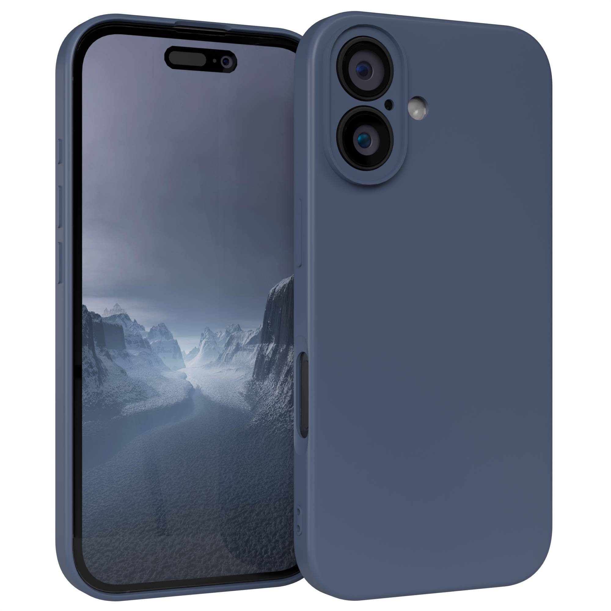 EAZY CASE Handyhülle für Apple iPhone 16 Hülle Silikon 6,1 Zoll, Handy Softcase mattierte Silikonhülle Back Cover Soft Blau / Petrol