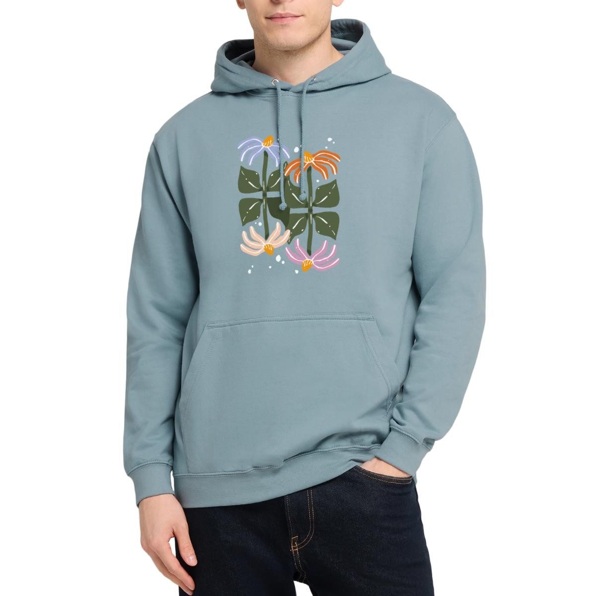 Spreadshirt Hoodie Bunte Retro Blumen Illustration Im Boho Stil Unisex Hoodie (1-tlg)
