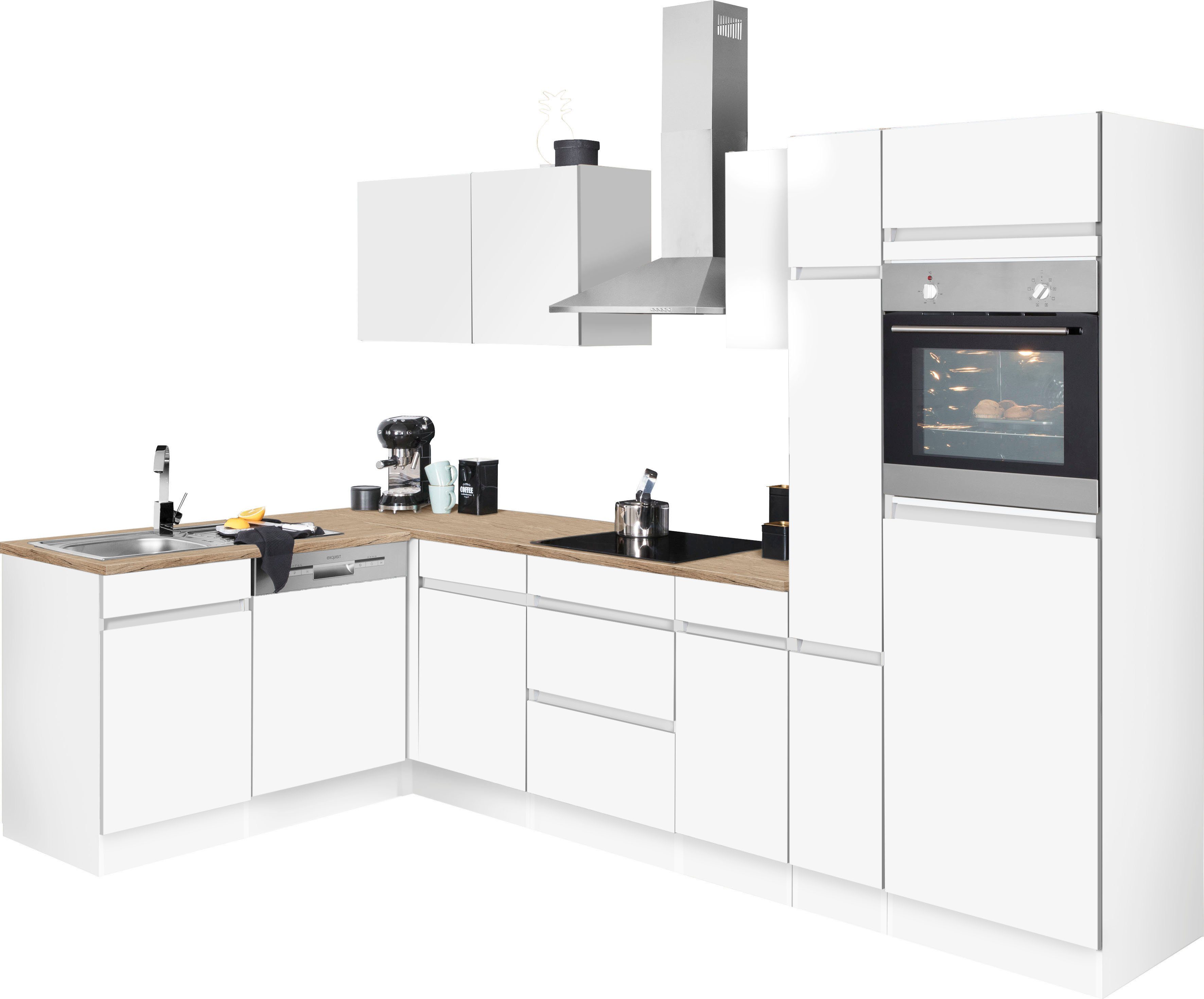 OPTIFIT Küchenzeile Roth, Stellmaße 300x175 cm, wahlweise mit E-Geräten, mit Apothekerschrank