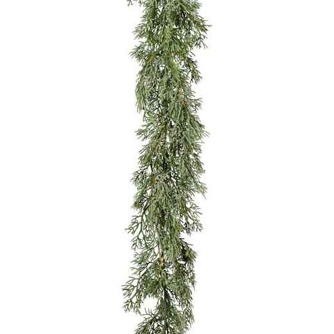 Winterliche Kunstpflanze Weihnachtsdeko, Weihnachtsgirlande Zypresse, Creativ deco, Girlande in geeister Optik, Länge 168 cm