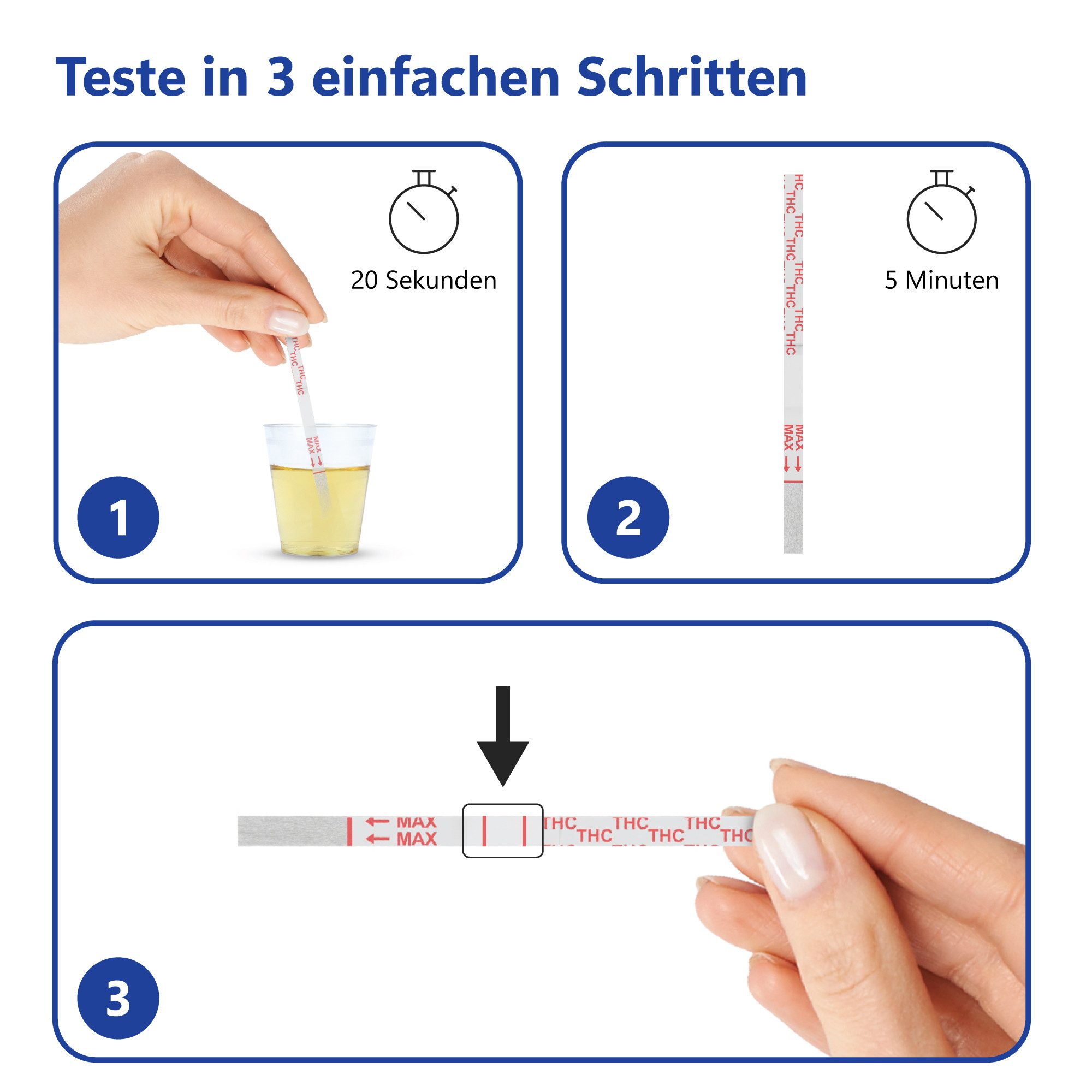LuxmedIQ Drogen-Schnelltest Cannabis - Urin Drogentest THC Marihuana - Cut-off 20 ng/mL, 10-tlg. – Bild 3 von 5