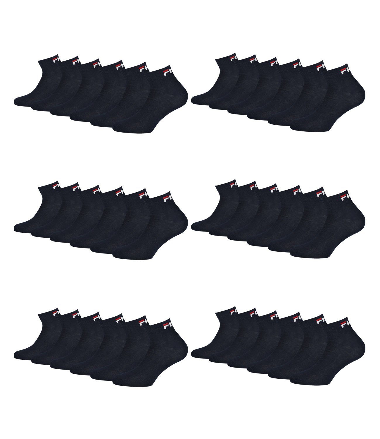 Fila Sportsocken Quarter Socken (18-Paar) mit weichem Rippbündchen
