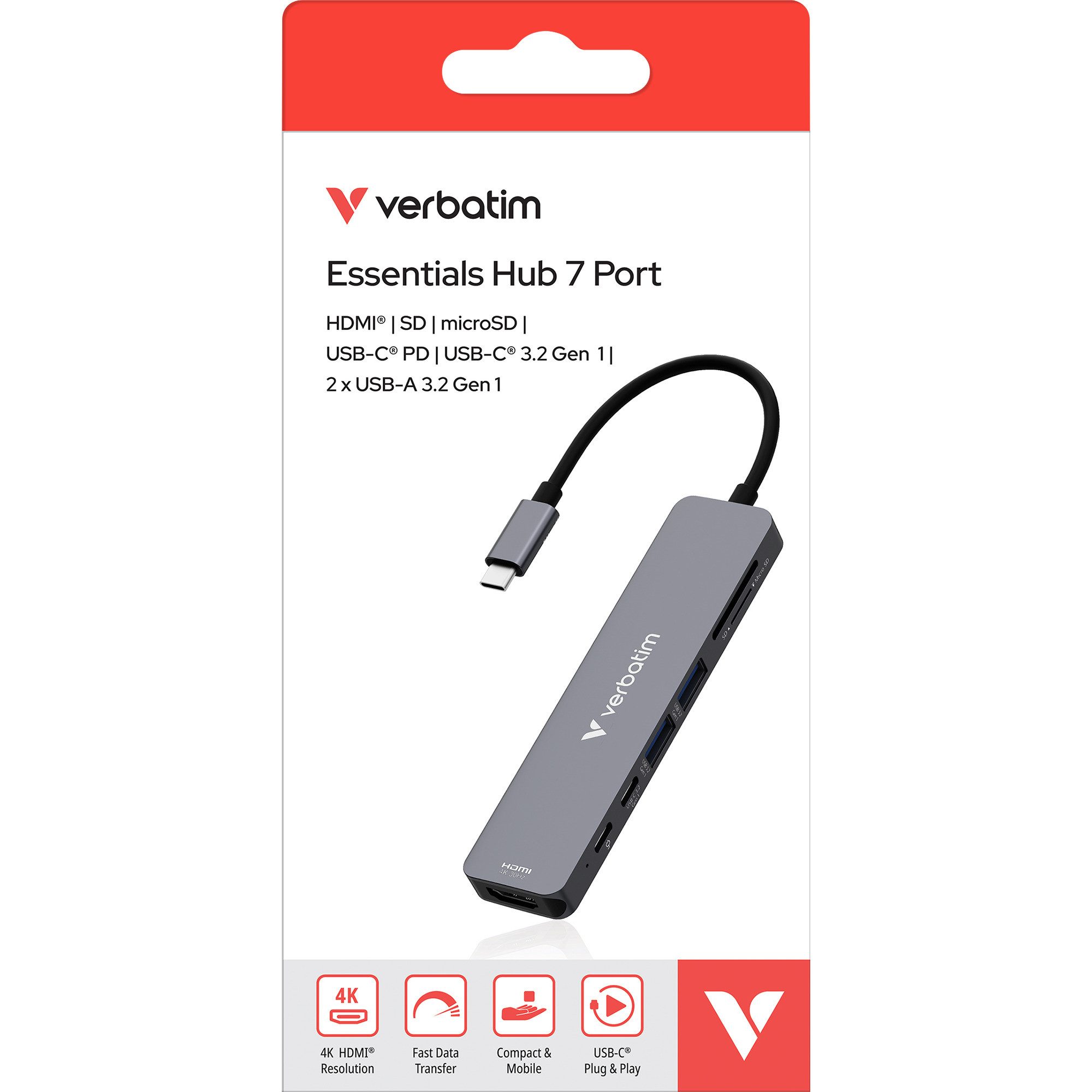 Verbatim Laptop-Dockingstation Verbatim USB-C Essentials Multiport-Hub, Card