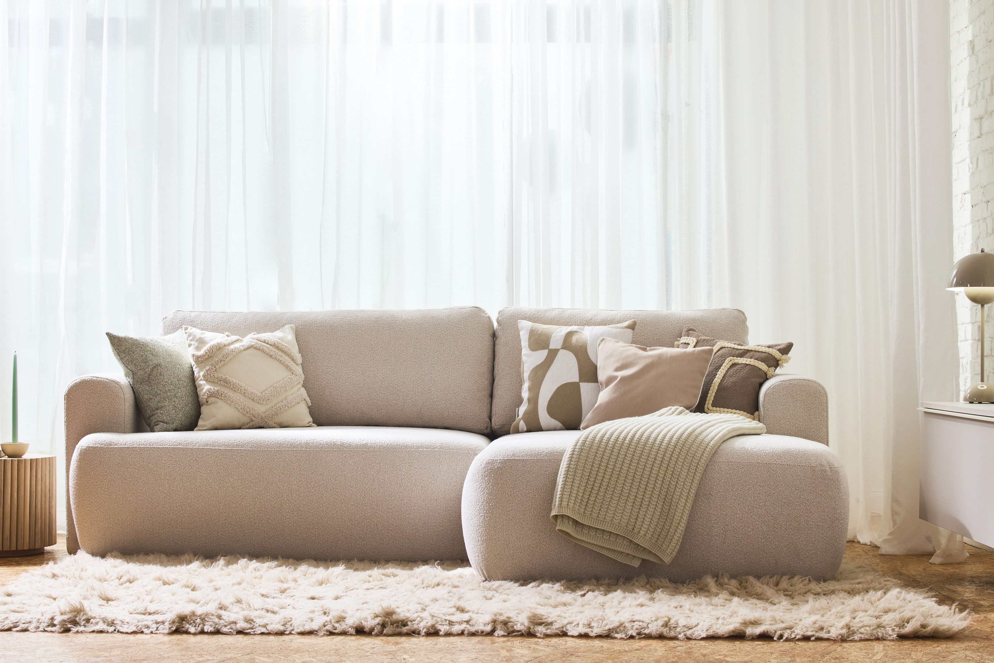 TOM TAILOR HOME Ecksofa SO SOFT SOFA – klare, organische Form und ausgewogener Sitzkomfort, 257 x 170 cm, im schönen Boucléstoff SLO