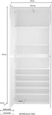 INOSIGN Garderobenschrank Malcesine mit Spiegelfront, 1 Kleiderstange und 7 Böden, Breite 74 cm