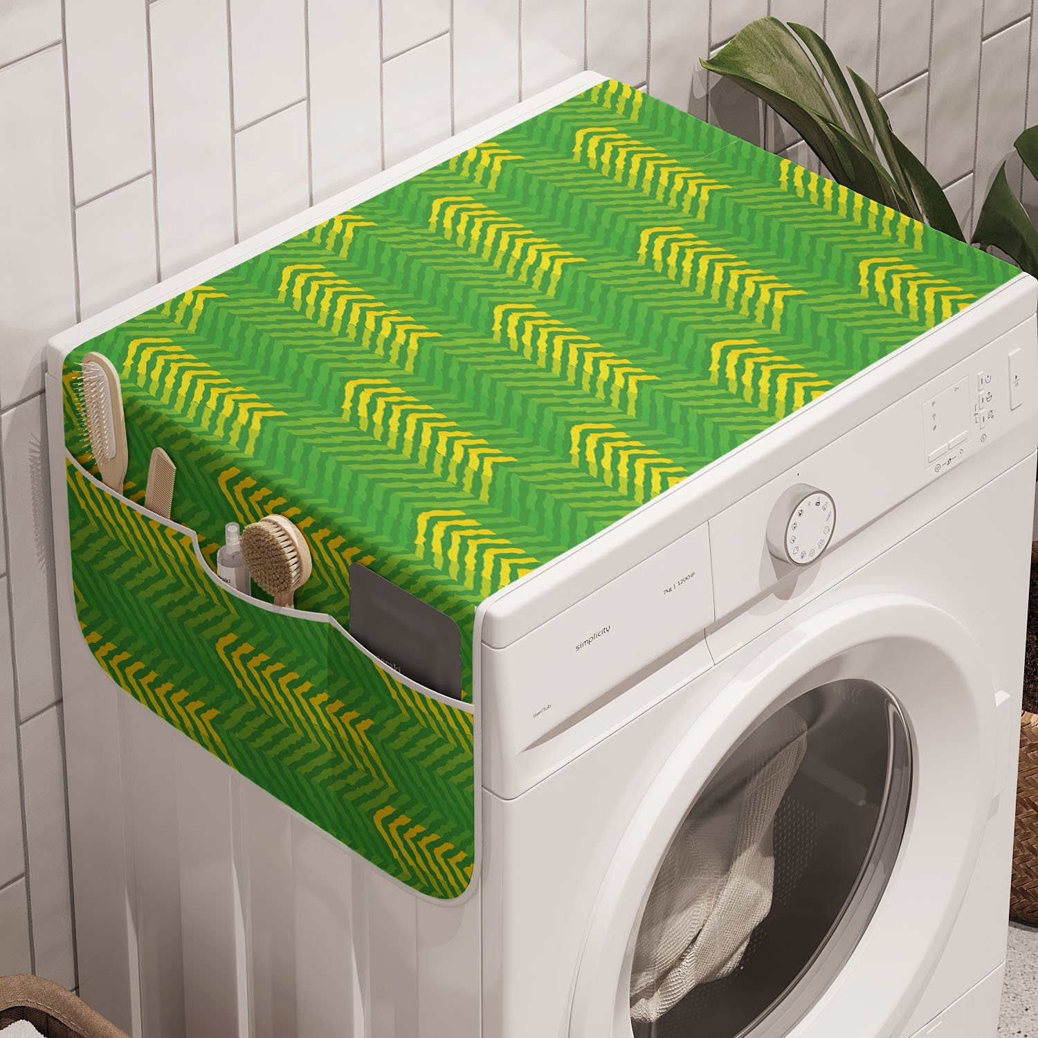 Badorganizer Kiefer Abakuhaus Waschmaschine Anti-Rutsch-Stoffabdeckung Trockner, Blätter für Design und Wald von