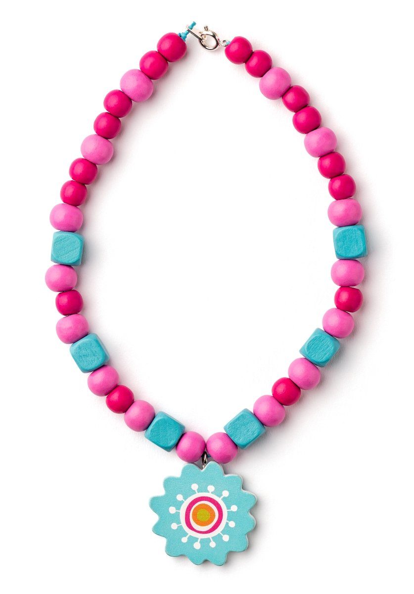 Woodyland Lernspielzeug 90211 Holz-Fädelspielset mit div. Holz-Kugeln, Würfeln, ABC etc