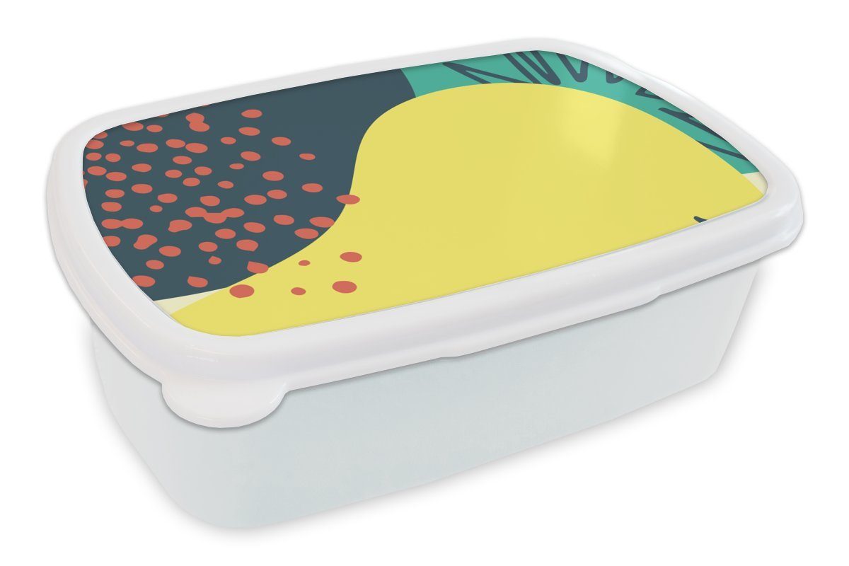 MuchoWow Lunchbox Sommer - Spot - Punkte, Kunststoff, (2-tlg), Brotbox für Kinder und Erwachsene, Brotdose, für Jungs und Mädchen weiß