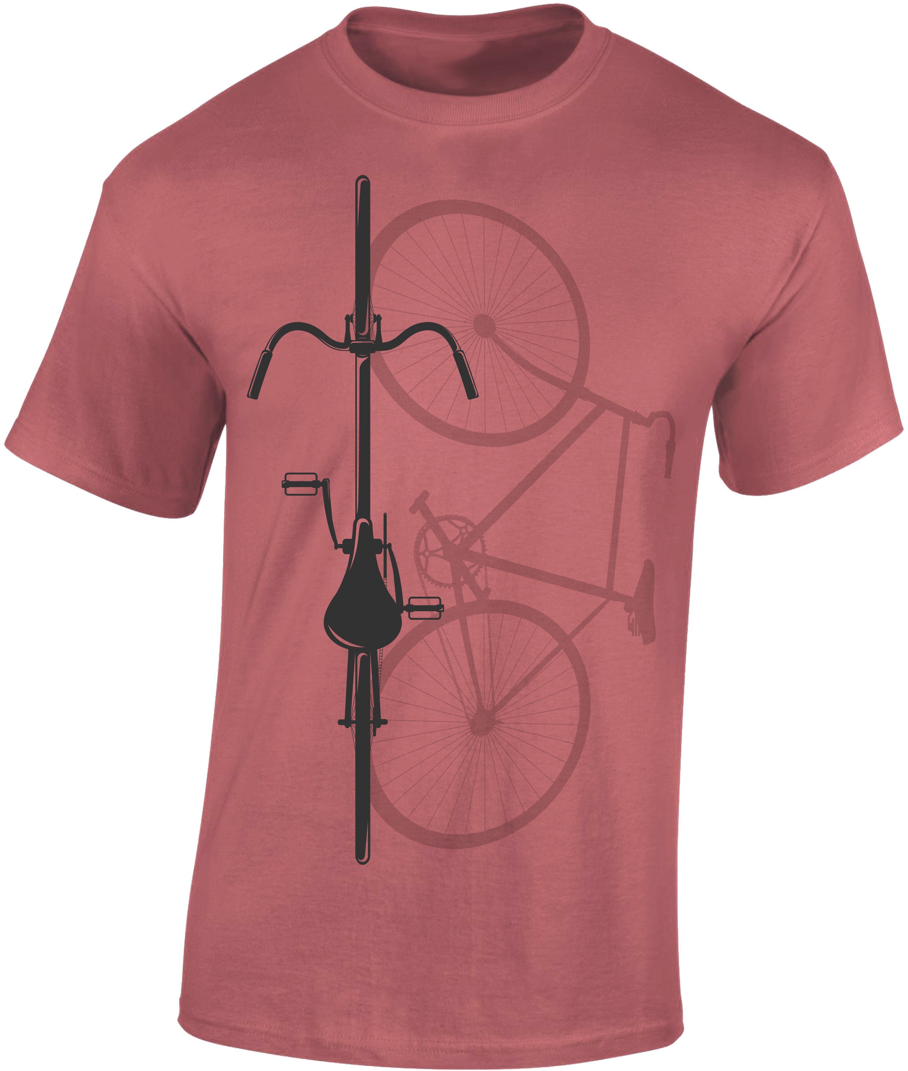 Baddery Print-Shirt Fahrrad T-Shirt : Bike Shadow - Sport Tshirts Herren - Rennrad Zubehör, hochwertiger Siebdruck, auch Übergrößen, aus Baumwolle