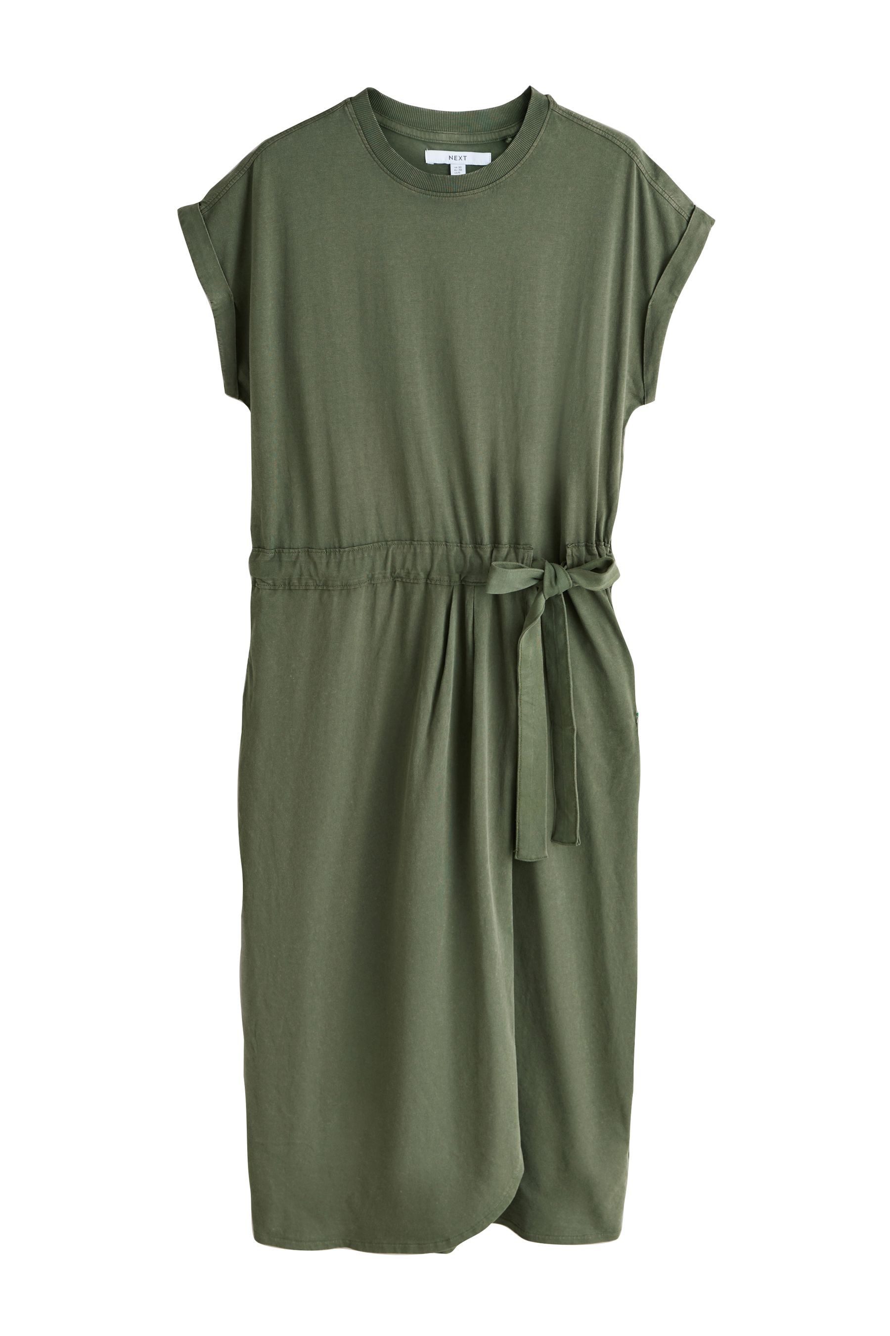 Shirtkleid T-Shirt-Kleid aus Jersey im Sarong-Stil zum Binden
