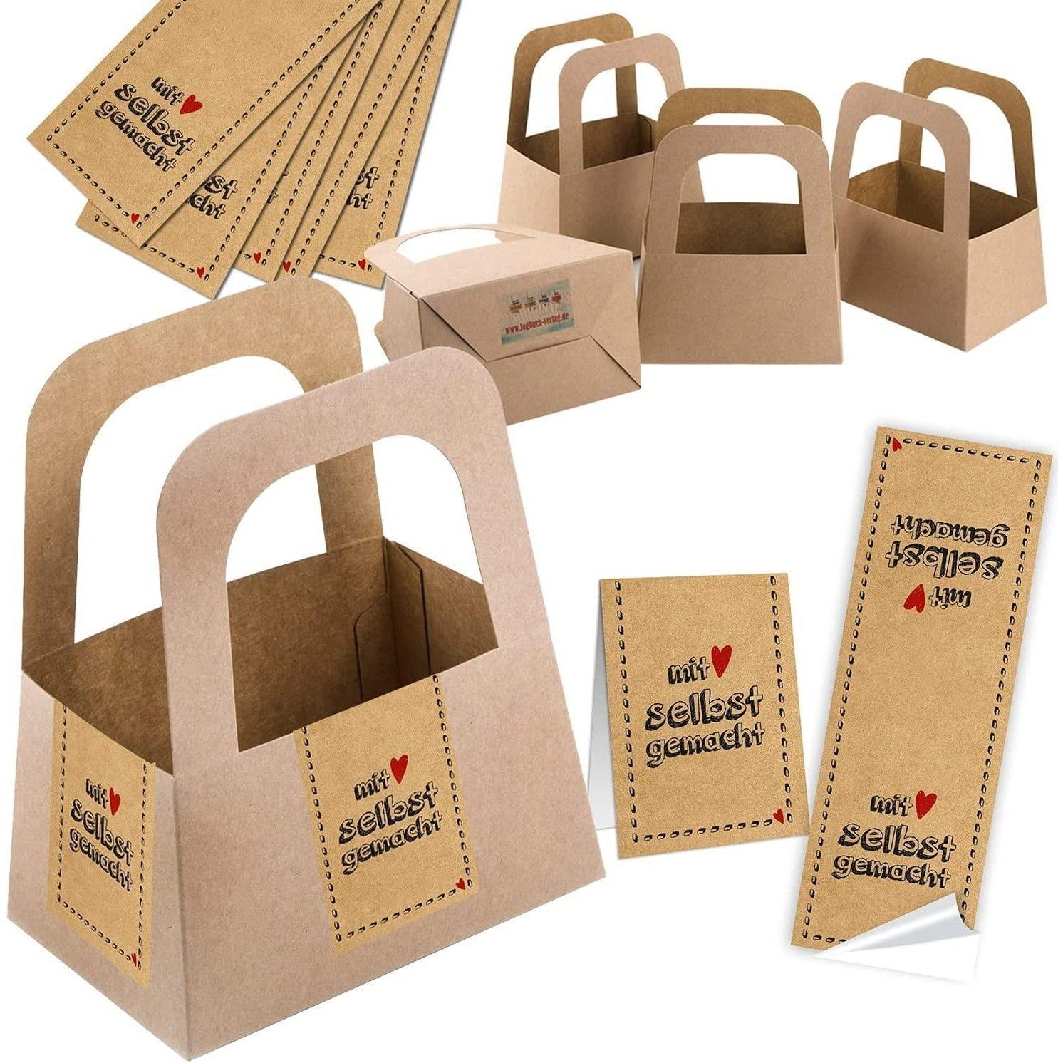 Logbuch-Verlag Geschenkbox 5 Geschenkverpackungen + 10 Sticker MIT LIEBE SELBSTGEMACHT
