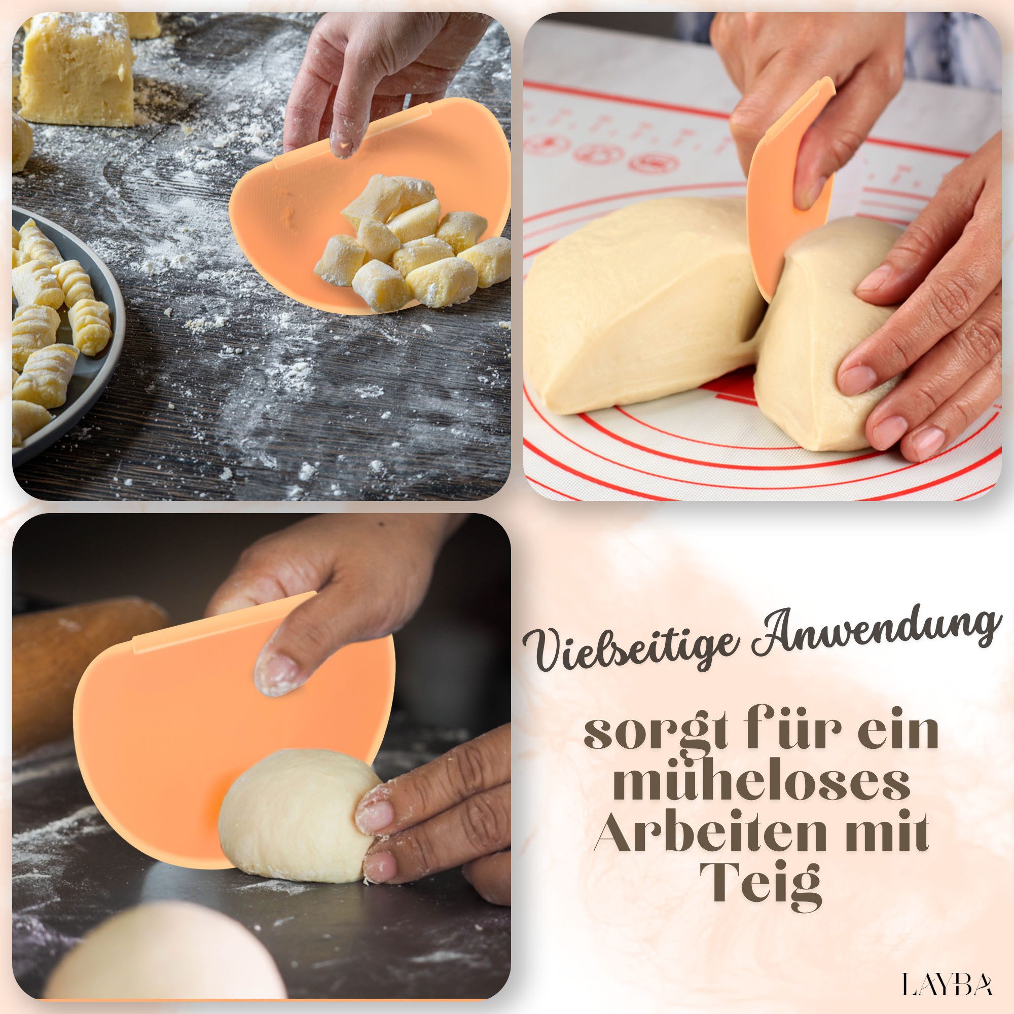 Layba Teigschaber Teigschaber 2er-Set Teigkarte aus Silikon Teigspachtel für Backen, Kratzfrei für empfindliche Oberflächen
