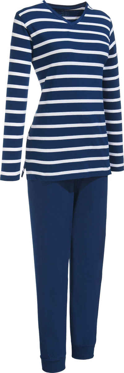 Erwin Müller Pyjama Damen-Schlafanzug (2 tlg) Single-Jersey Streifen