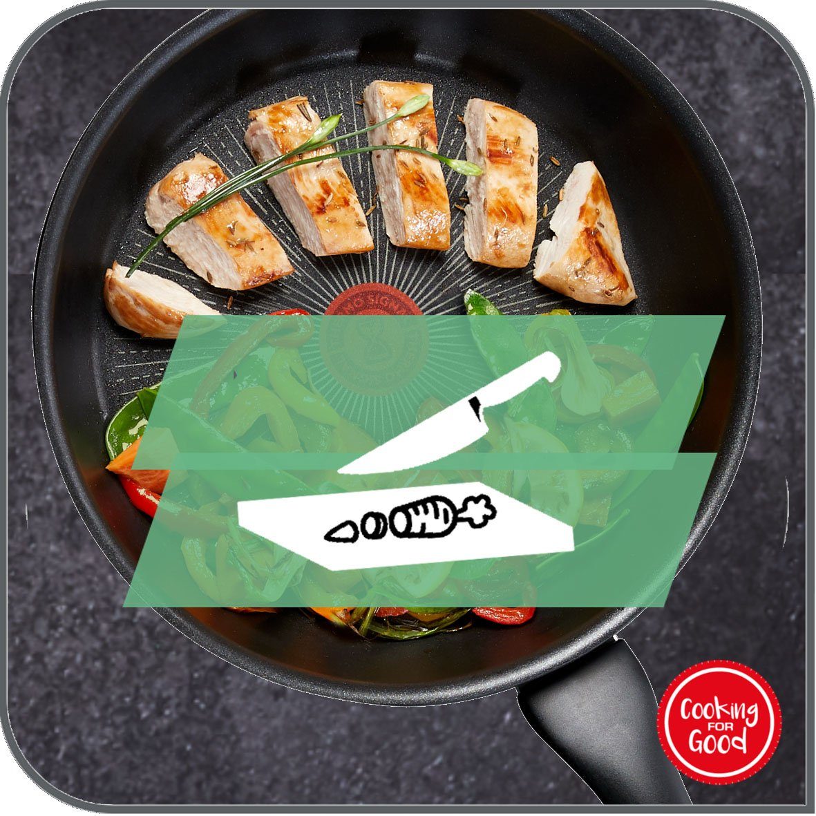 Tefal Wok D52619 Resist, Aluminium, Herdarten alle Induktion außer Emaille, Antihaft, Thermo-Signal